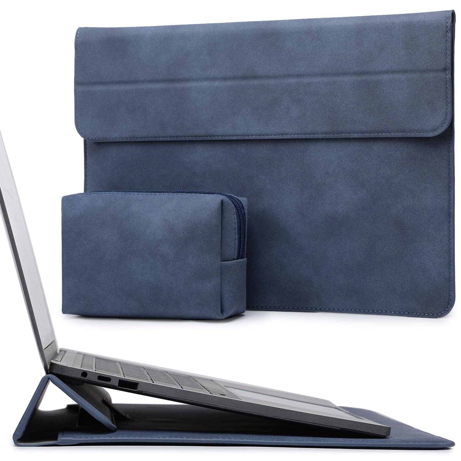 HYZUO 13,3-14 Pollici Custodie Laptop Borsa con Funzione Stand per MacBook Pro 14 M5/M4/M3/M2/M1 2026-2021, MacBook Pro/Air 13,3, 13,5" 13,8" Surface Laptop, HP Spectre X360 13/14, Blu Navy