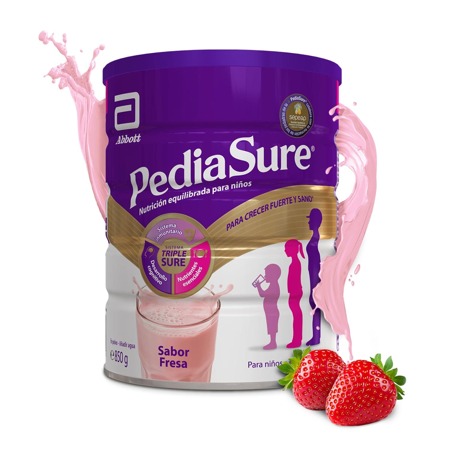 PediaSure Complemento Alimenticio Para Niños, Sabor, Con Proteínas, Vitaminas Y Minerales, Fresa, 850 Gramo