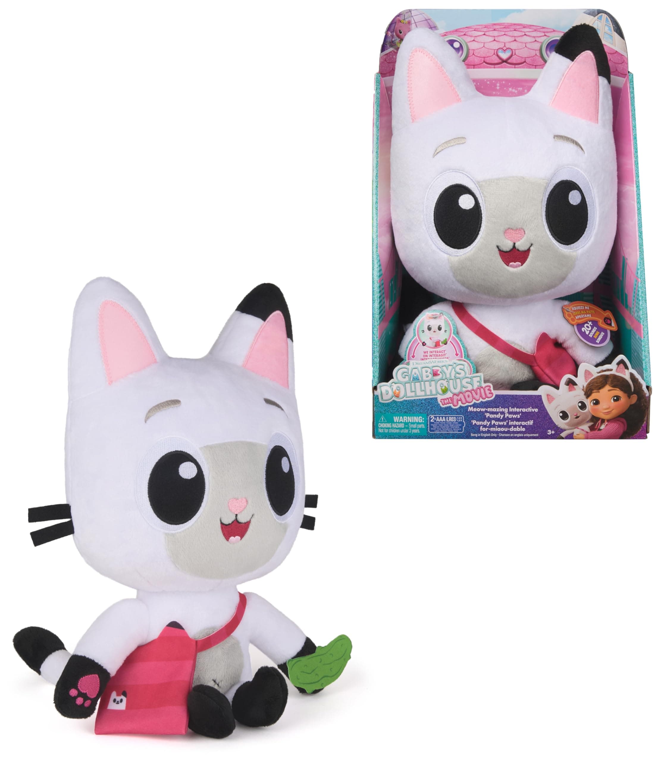 Gabby et la Maison Magique Le Film - Gabby Dollhouse - Peluche à Fonction Pandy Pattes 30 Cm avec Sons - Peluche Chat - Dessin Animé Jouet Maison De Poupée - Jouet Enfant 3 Ans Et +