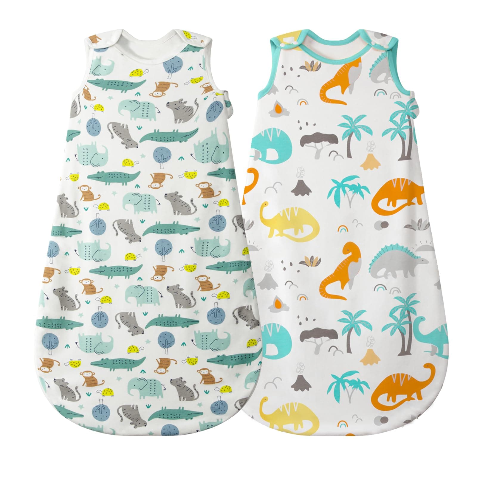 Mosebears Sacco a pelo estivo carino animale coperta lavabile 0,5 TOG per ragazze e bambini, coperta portatile senza maniche, 2 confezioni