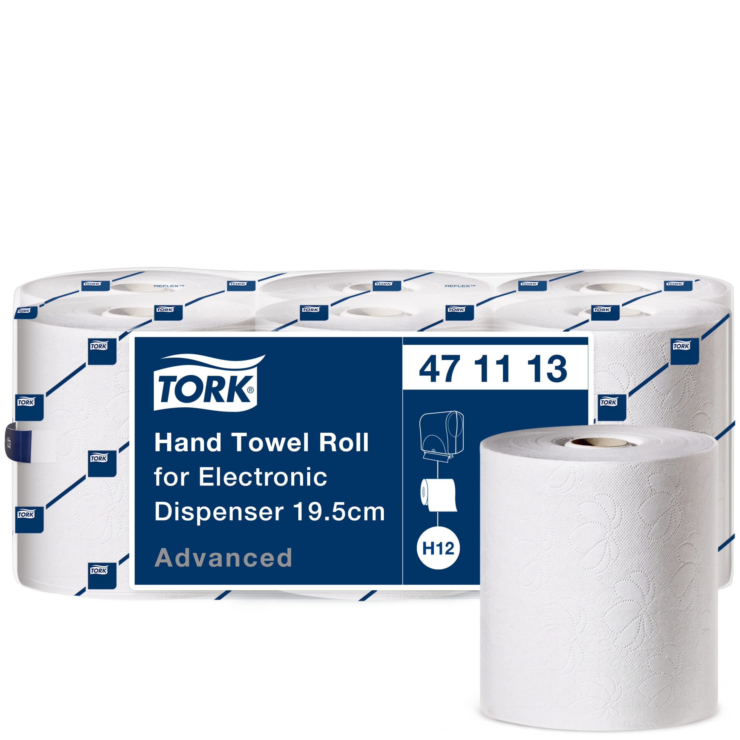 Tork Hand towel roll for electr. disp.2-ply,white,144.3mx19.3cm, 6 rolls/pack 471113