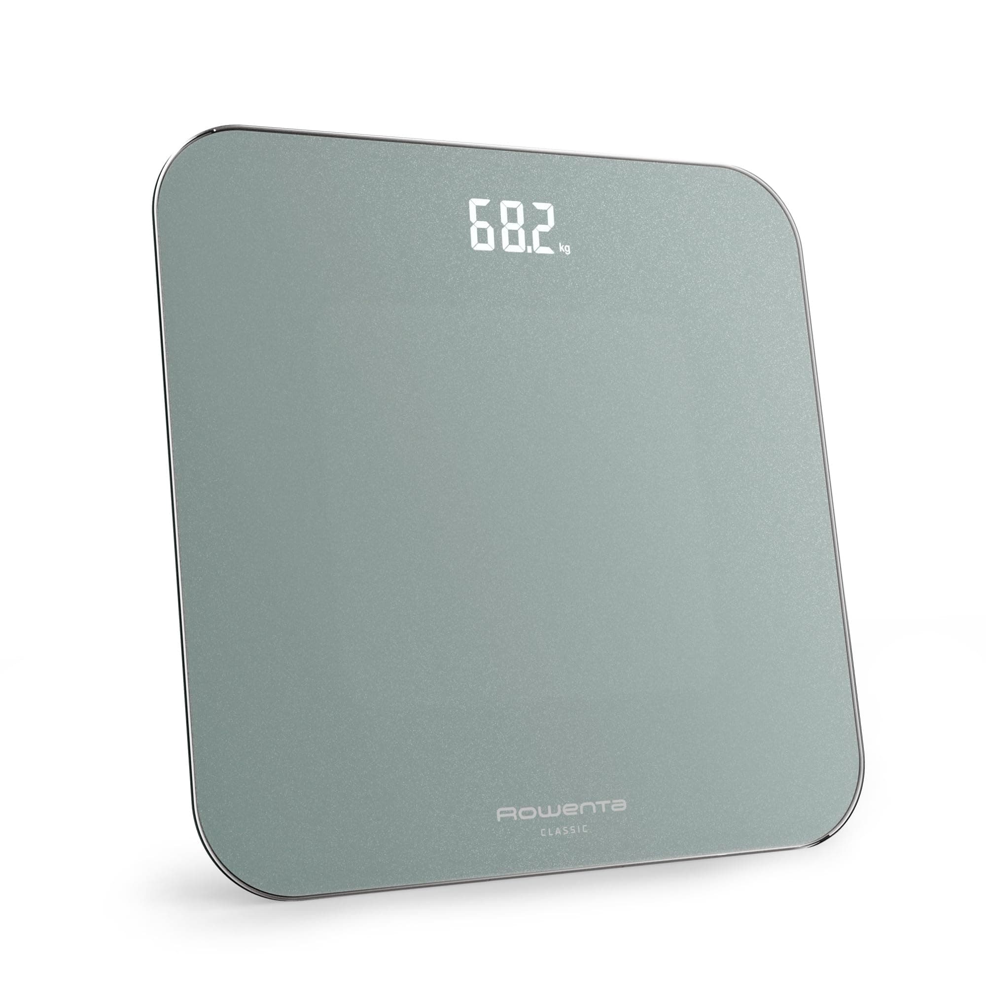 Rowenta Classic 2.0, Bilancia con Schermo Invisibile LED Facile da Leggere, Capacità 180kg, Design Moderno e Funzioni Intelligenti, AutoAccensione e Spegnimento Automatico, Colore Eucalipto, BS1903V0