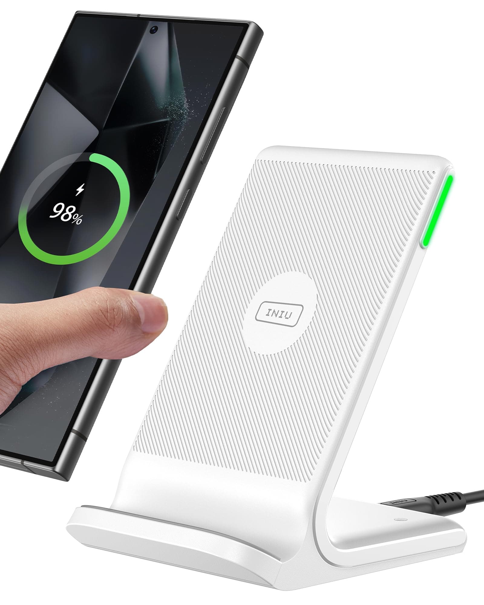 INIU Wireless Charger, [Weiße, 15W] Induktive Ladestation Schnelles für iPhone 17 16 15 14 13 12 Pro Max Samsung Galaxy S25 S24 Google Pixel etc