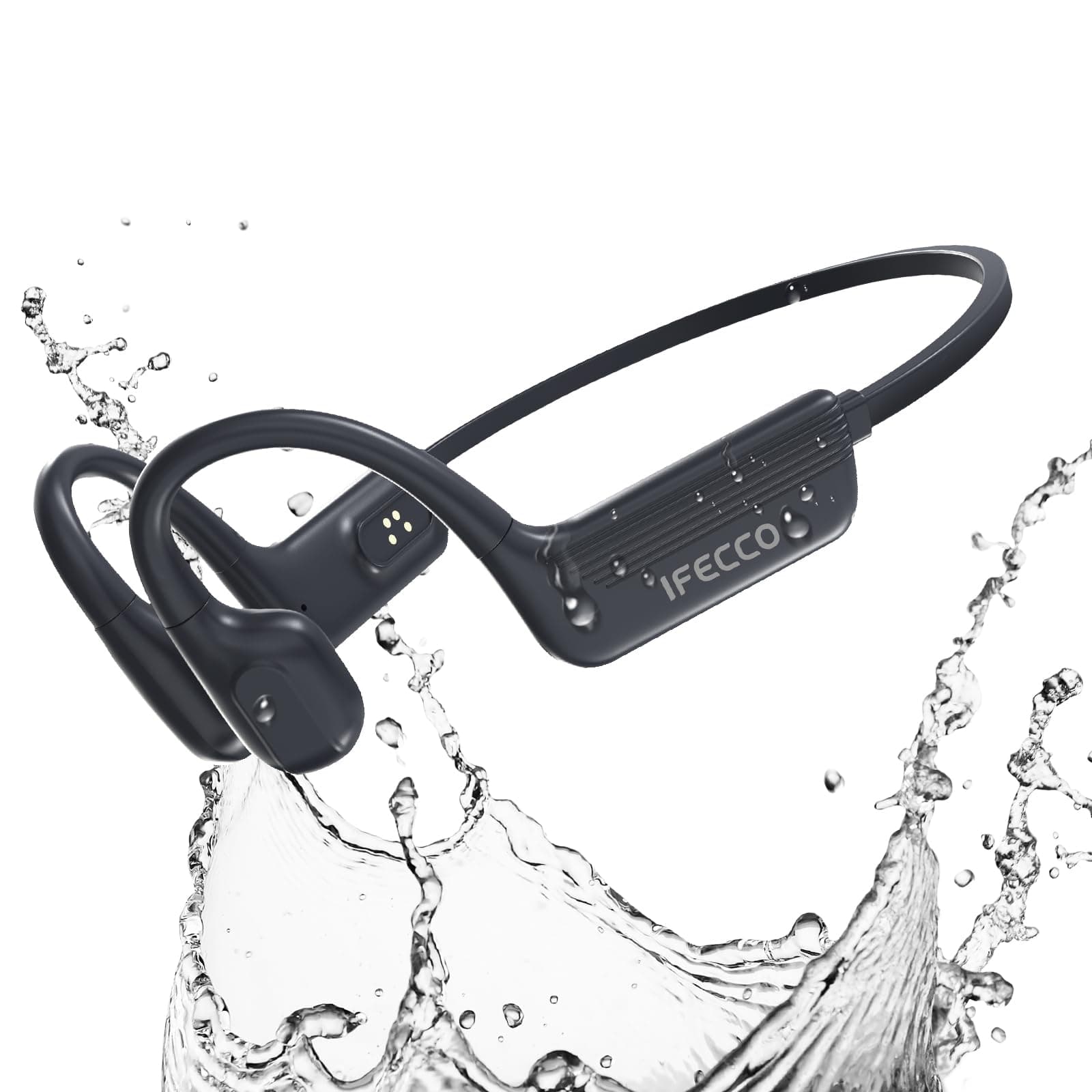 IFECCO Auriculares Conducción Osea Natacion - IP68 Resistente al Agua Cascos para Nadar Bluetooth 5.4,Auriculares Open Ear con 32G Mp3 para Natacion Correr Ciclismo