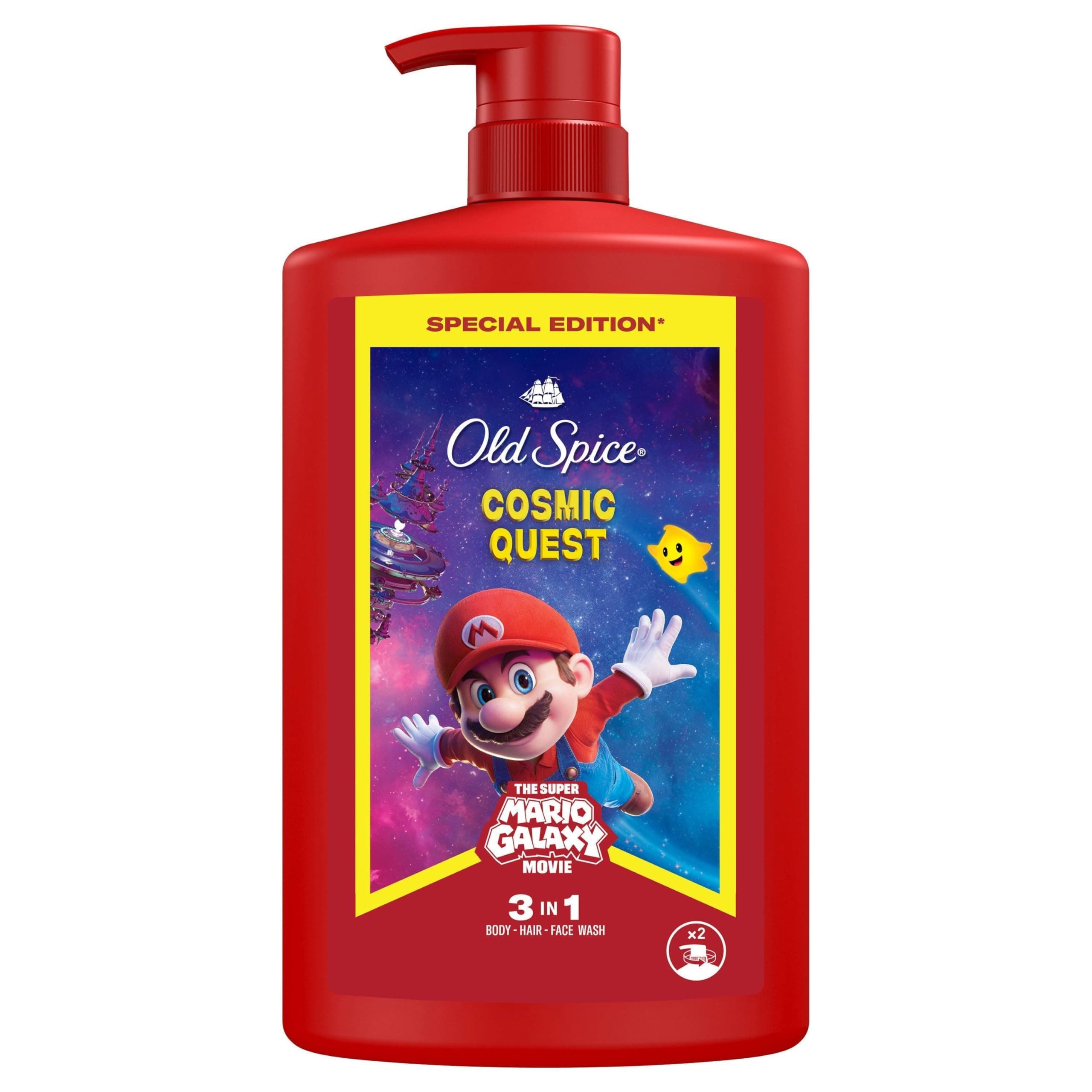 Old Spice Super Mario Galaxy Movie Special Edition 3-in-1 Duschgel für Haar, Gesicht und Körper 1000 ml, langanhaltende Frische, Duft in Parfumqualität