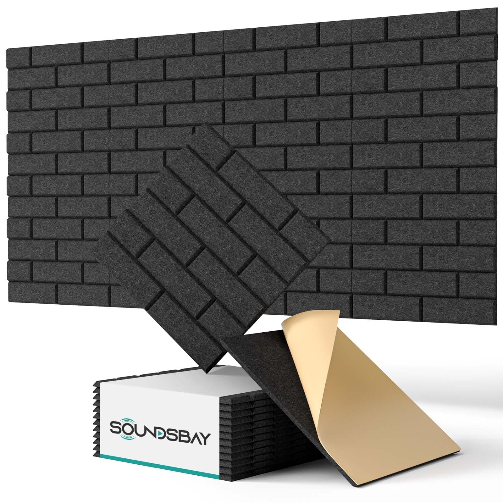 Placas acústicas autoadhesivas, 12 unidades, aislamiento acústico, aislamiento acústico, pared de alta densidad, tipo ladrillo, placas insonorizadas para tratamiento acústico y decoración de pared, 30