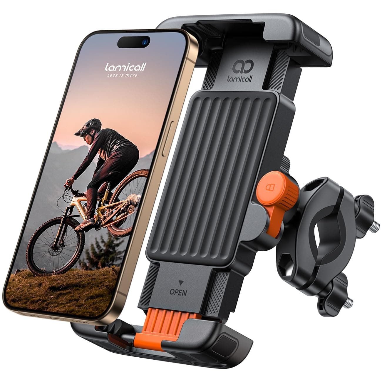 Lamicall Support Téléphone Vélo - [1S Verrouillage/Déverrouillage] 360°Rotation, Support Téléphone Moto avec Protection en Silicone pour iPhone 17/16/15 Pro Max, Galaxy S25 S24 Ultra, 6-7" Smartphone
