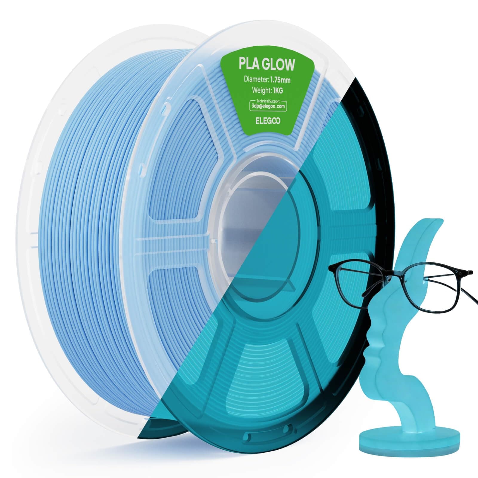 ELEGOO Filamento PLA 1.75mm Azul Fluorescente 1KG, Filamento para Impresora 3D, Precisión Dimensional, Carrete Filamento 3D, para Mayoría Impresoras 3D