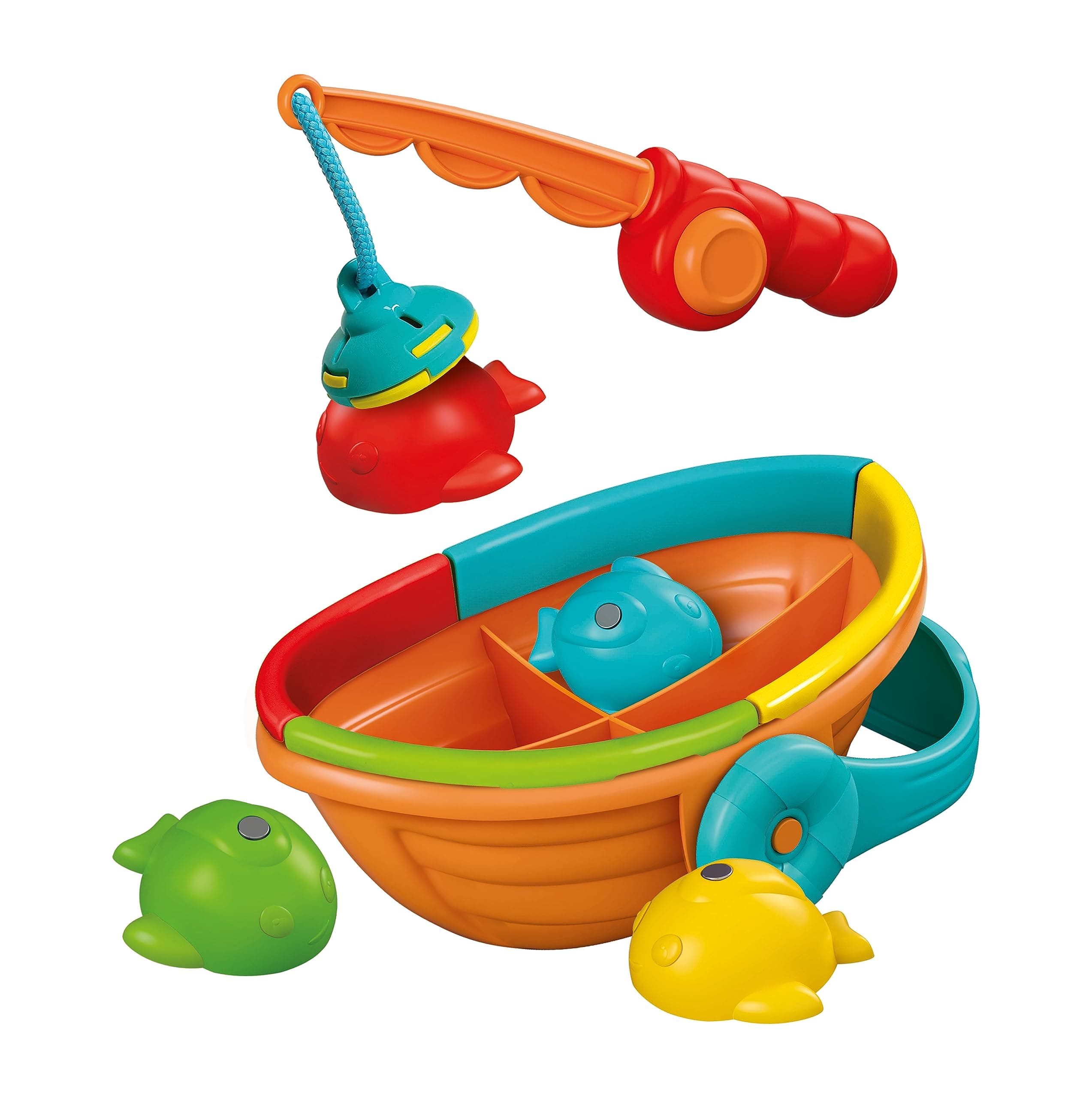 Clementoni 17688 Baby Logikspiel Angel-Set, farbenfrohes Badewannenspielzeug aus recyceltem Material, Angelspiel mit Magneten, für Kleinkinder ab 12 Monaten, Multi-Coloured, Medio