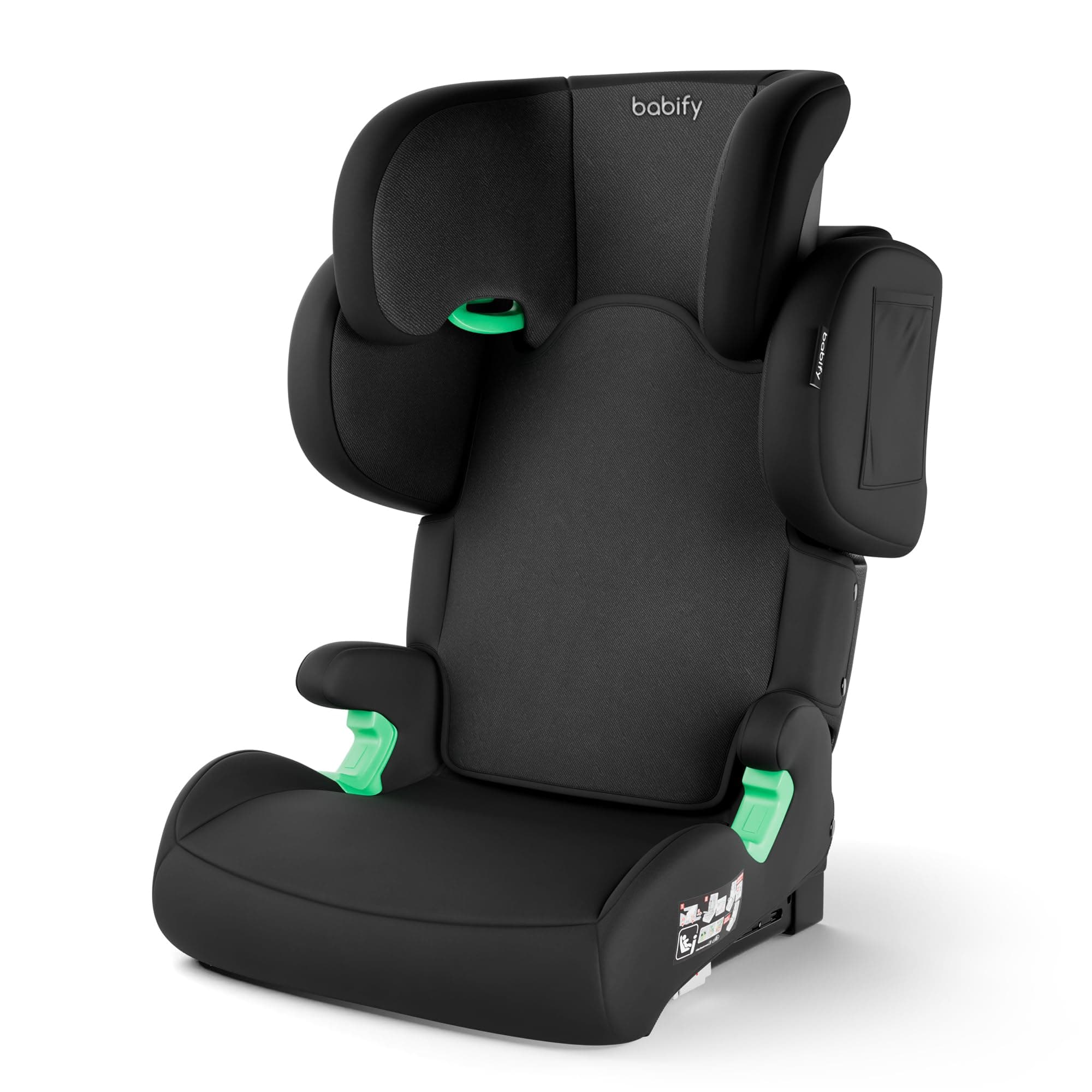 Babify FlexiFit Premium Silla de Coche para Bebés ISOFIX - para Niños 3-12 Años (15-36 kg), ECE R129, Reposacabezas 11 Posiciones, Respaldo Ajustable, Laterales Extensibles, Diseño Plegable, Negra