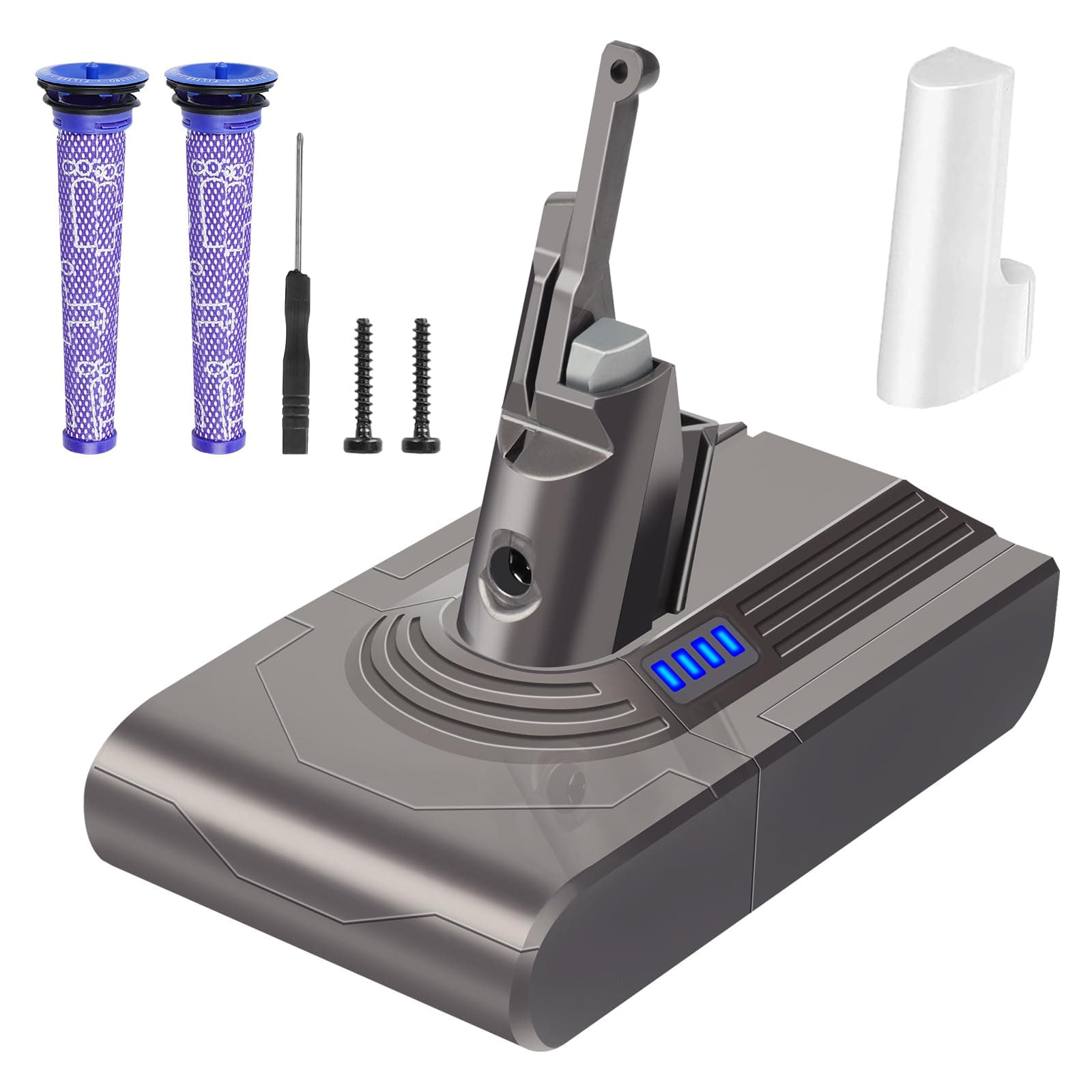 Waitley 6000mAh Batteria Per Dyson V8 SV10, Compatibile con Dyson V8 Animal/Fluffy/Absolute Aspirapolvere con 2 filtro e 1 Cacciavite
