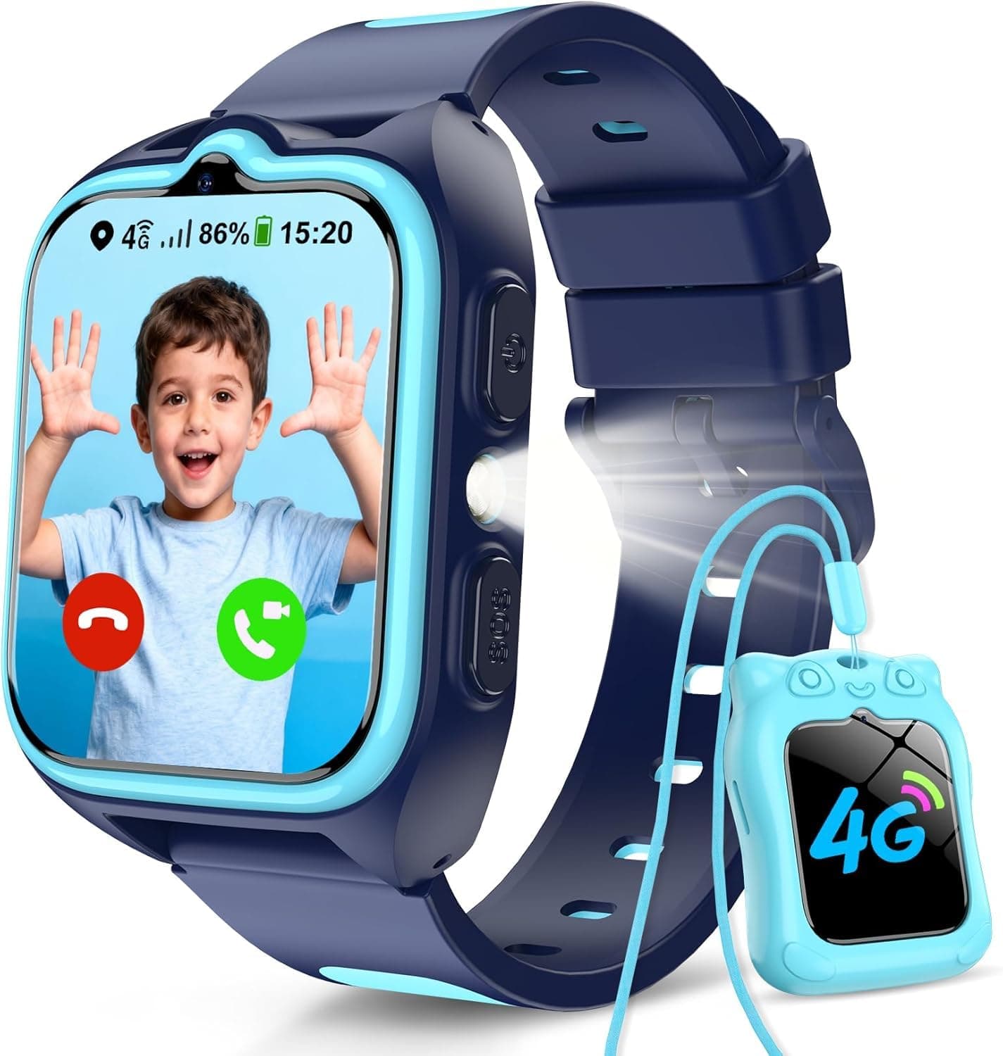 Baolubao 4G Smartwatch Bambini, 1.75" Orologio Smartwatch Bambini con Videochiamate, Orologio Intelligente Ragazzo con GPS, Chiamate, Chat Vocale, SOS, Modalità Scuola, Contapassi Smart Watch Ragazzo