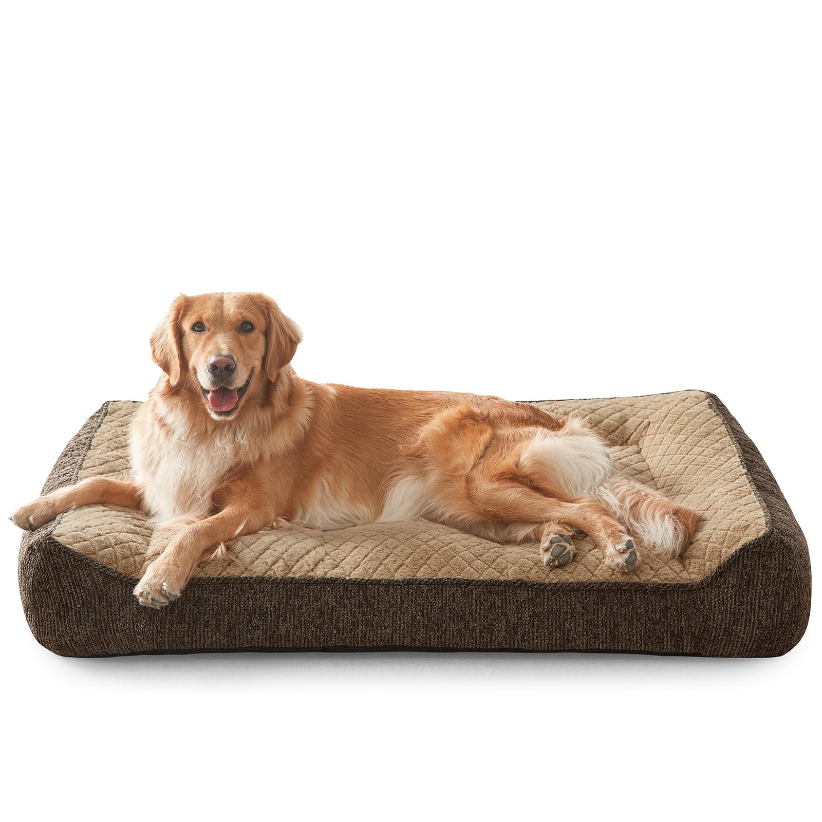 JOEJOY Cuccia Cane Interno Taglia Grande, Cuccia per Cani Sfoderabile e Lavabile, Letto per Cani Ortopedica, Cane Antiscivolo in Peluche Sherpa Morbido con Bordi Rialzati, 107 X 76 X 24 cm