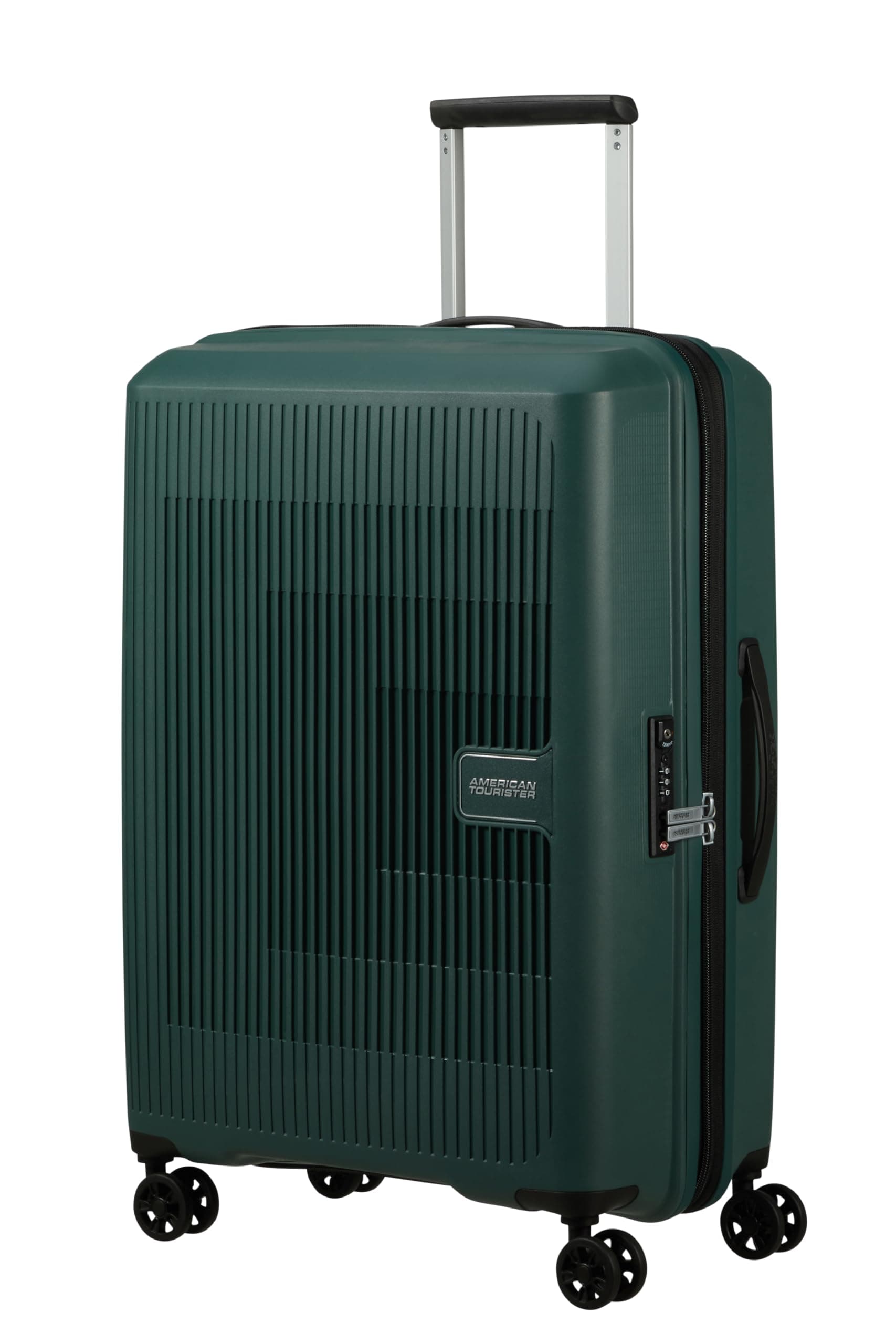 American Tourister Aerostep - Spinner M, Funda Ampliable, 67 cm, 66,5/72,5 L, Verde (Bosque Oscuro)