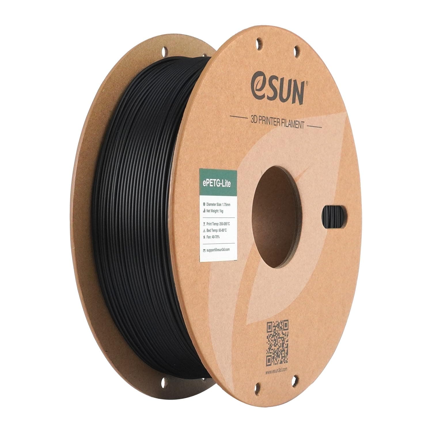 eSUN PETG filamento 1,75 mm, filamento PETG Basic ad alta tenacità, bobina da 1 kg (2,2 libbre) per stampanti 3D, Nero