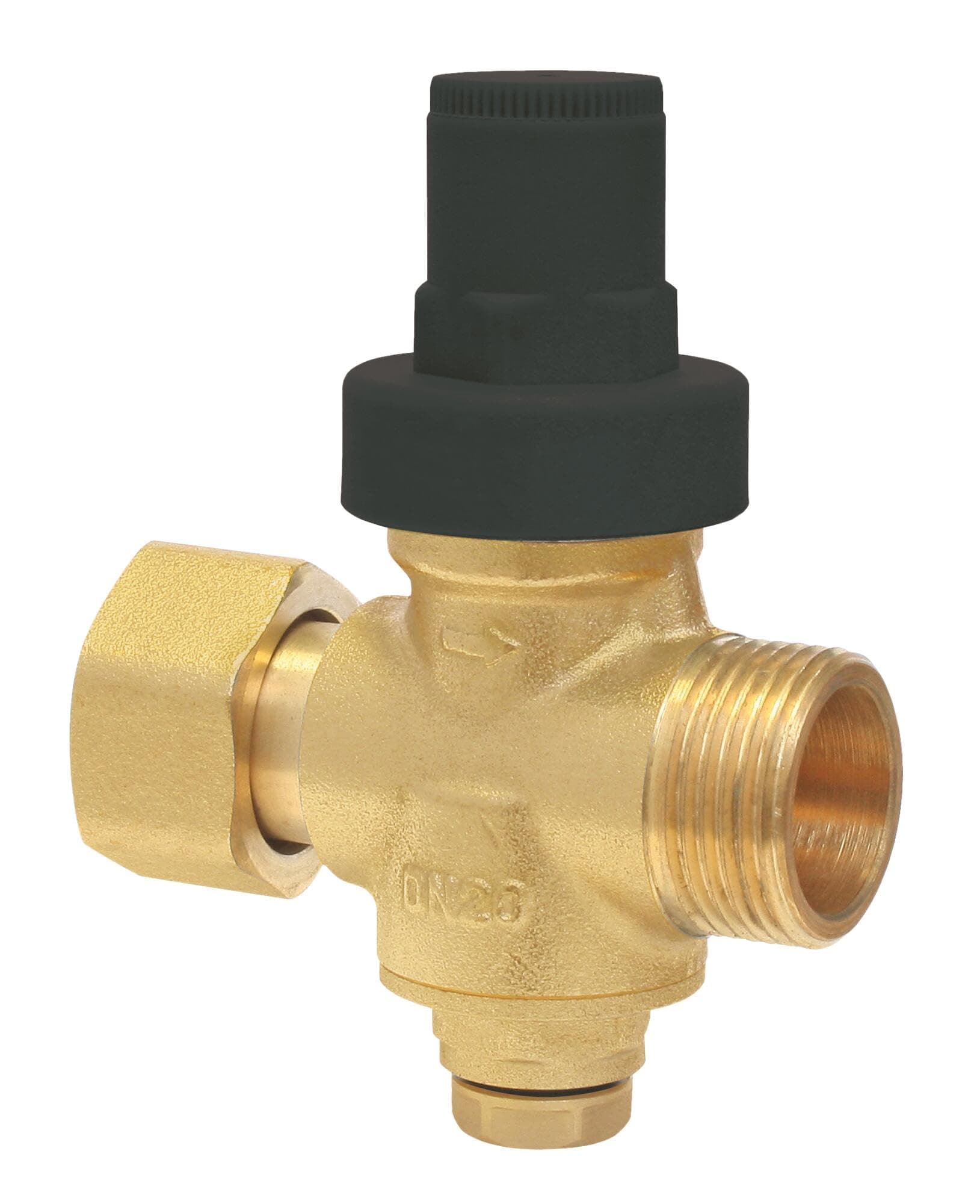 SOMATHERM FOR YOU, Réducteur de pression à piston Mâle 20/27 - Ecrou tournant - PN16 - Réglage de 1,5 à 6 bars - Prise manomètre - laiton nickelé