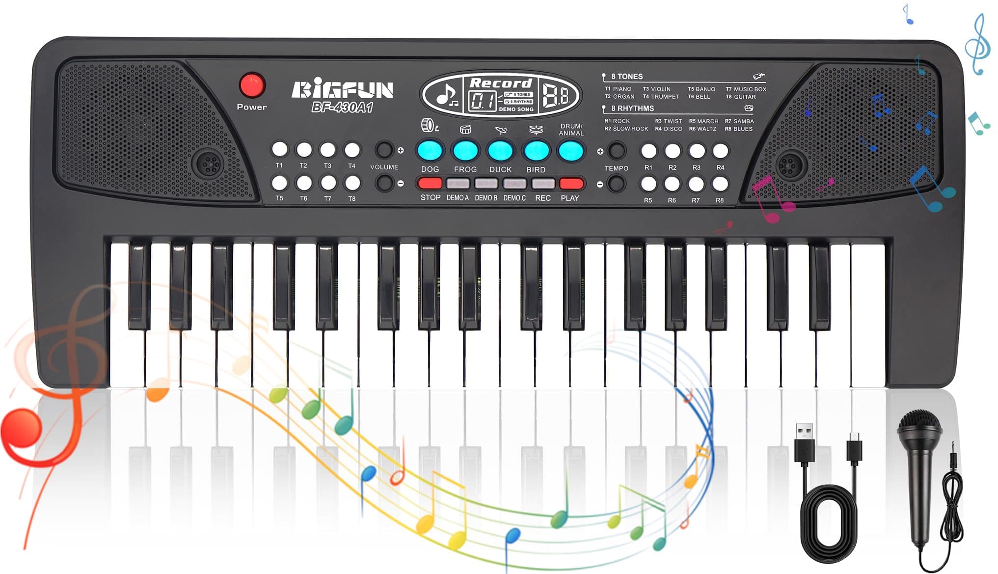 37 Touches de Piano pour Enfants avec Microphone,Clavier de Piano pour Enfants,Initiation à la Musique,Clavier électronique pour Enfants de 3 4 5 6 7 8 Ans,Cadeaux pour Garçons/Filles/Débutants