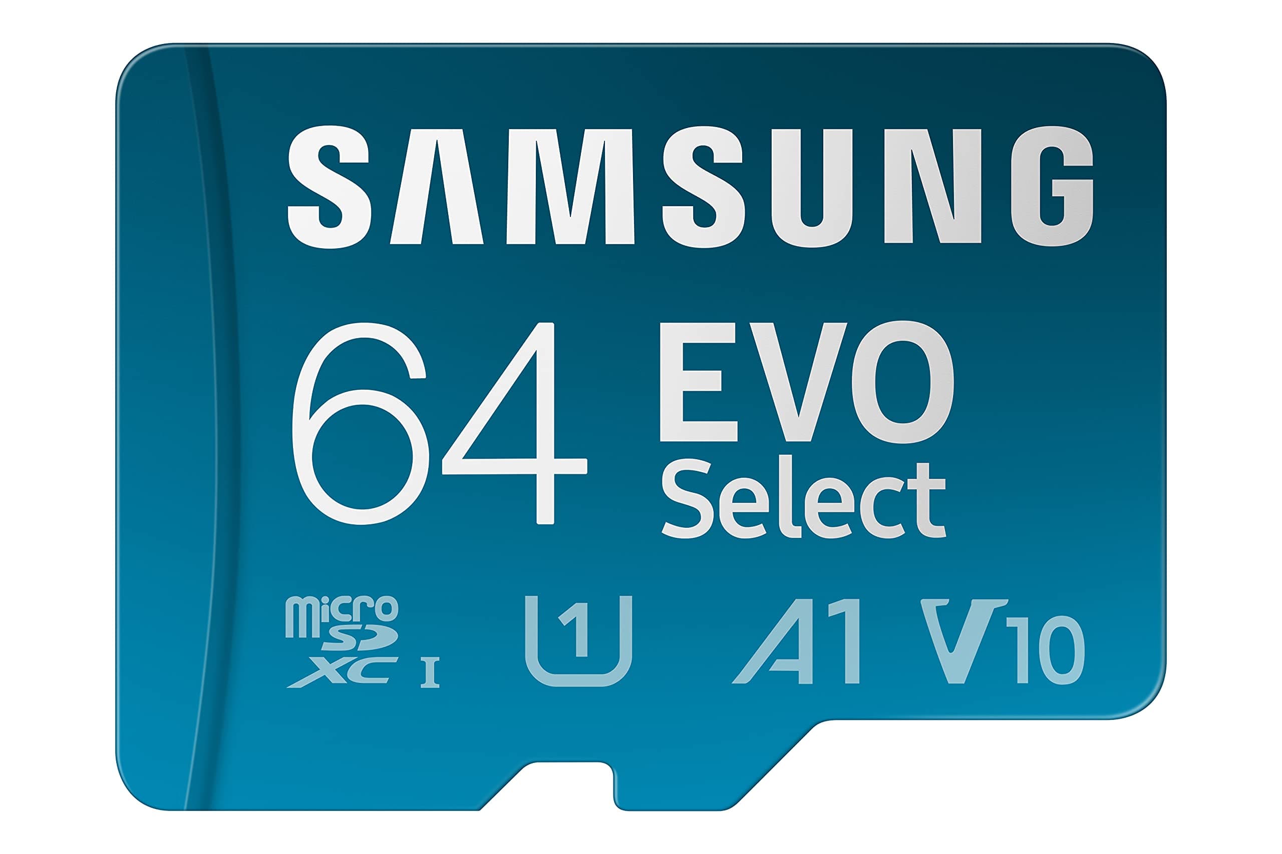 Samsung EVO Select (2024) microSD-Karte + SD-Adapter, 64 GB, Speicherkarte für Smartphone und Tablet, UHS-I U3, 4K UHD, Full HD, 160 MB/s Lesen, MB-ME64SA/EU