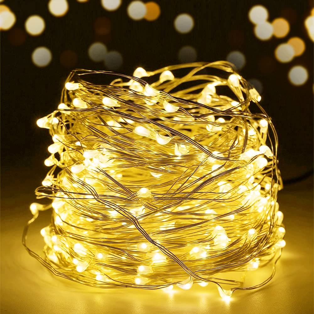 SALCAR 10m LED Lichterkette Draht, USB Kupferdraht Lichterkette, 100 LEDs Kupferdrahtlichterkette Innen Außen Weihnachten Party, Warmweiß