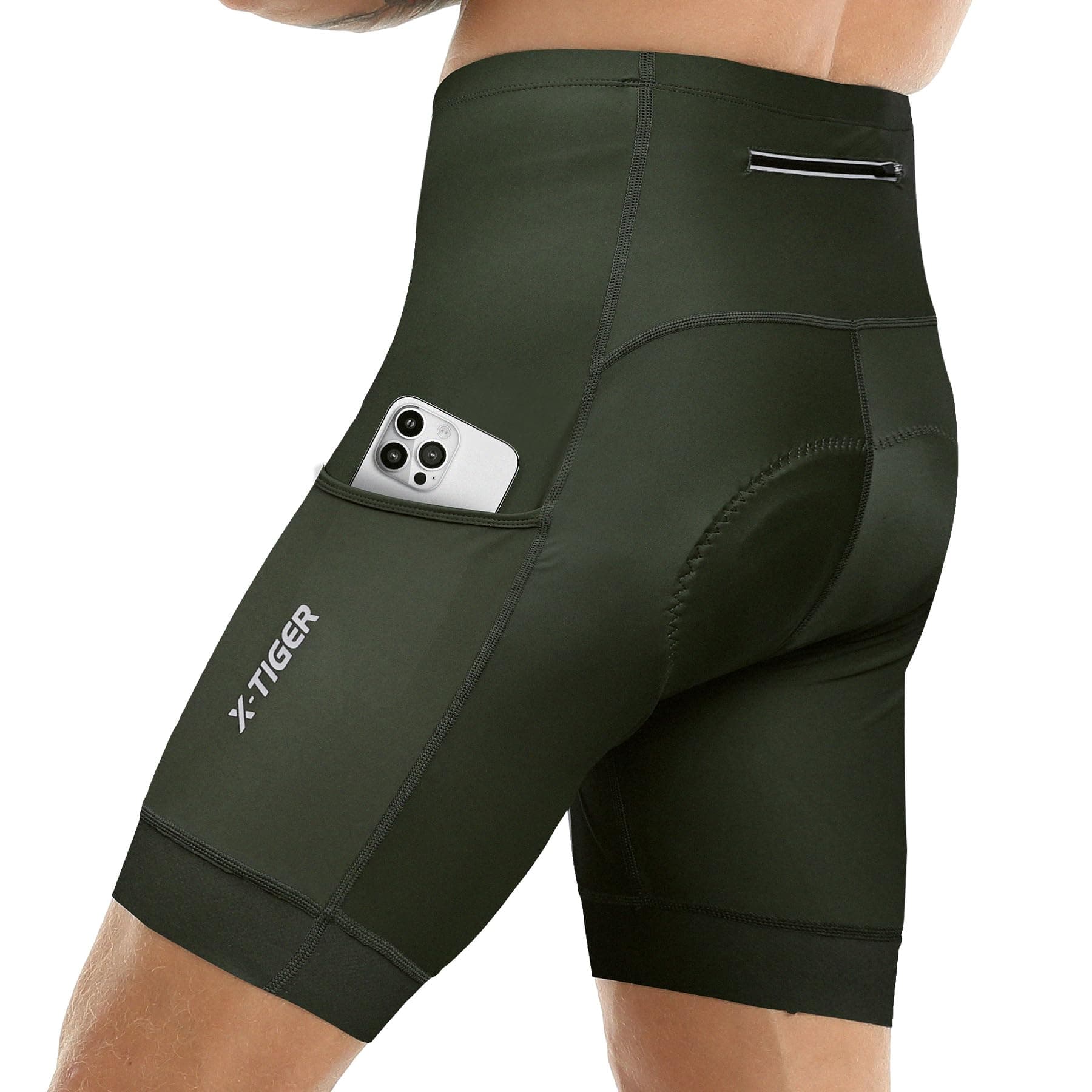 X-TIGER Culotte Ciclismo Hombre con 5D Gel Acolchado MTB Ciclismo Pantalones Cortos Transpirable Secado Rápido con 3 Bolsillos