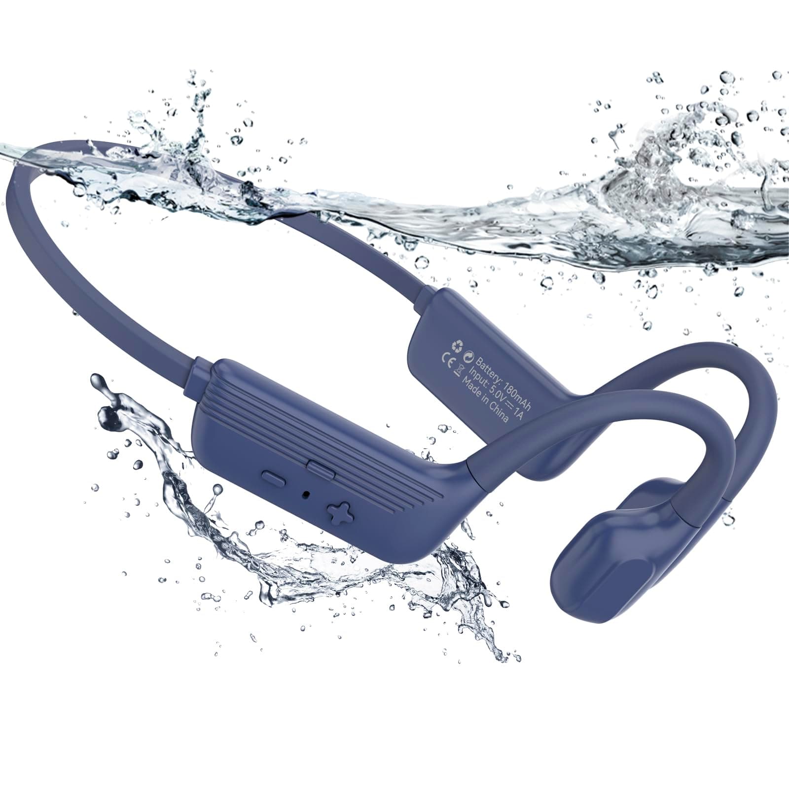 MONODEAL Cuffie Subacquee per Piscina IP68 Impermeabile Cuffie Conduzione Ossea Bluetooth 5.4 Auricolari MP3 Subacqueo 8G Cuffie Sport per Nuoto, Corsa - Blu