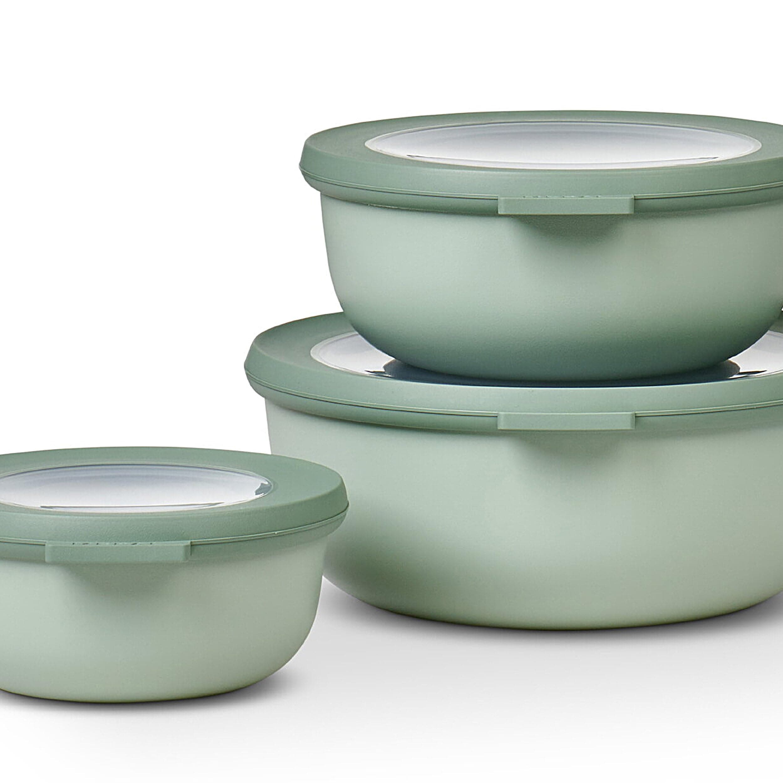 Mepal Multischale Cirqula Round 3-teiliges Set - Mikrowellen Geschir - Geignet als Aufbewahrungsbox, Kuhlschrank, Gefrierschrank & Mikrowellengeschirr - 350 ml, 750 ml & 1250 ml - Nordic sage