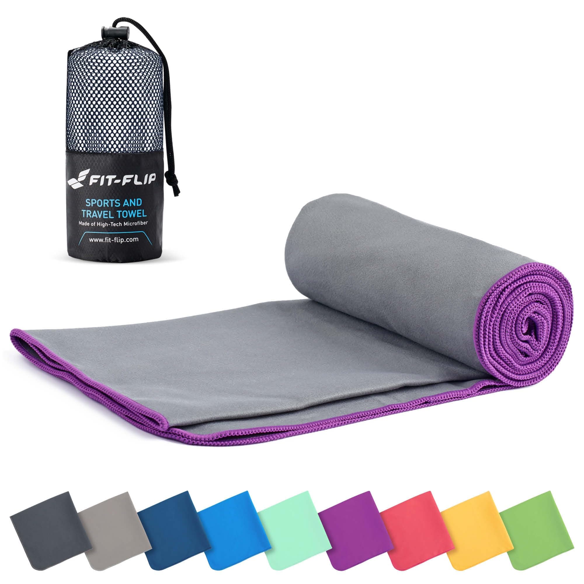 Fit-Flip Toalla Microfibra - para el Gimnasio y la Playa - compacta, Ultraligera, Grande y de Secado rápido - Toallas microfibras de Natacion, Gym, Viaje y Piscina