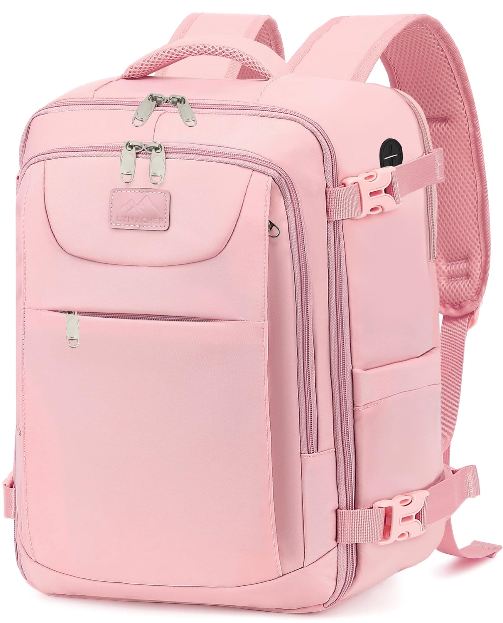 LYNXCHER Zaino Ryanair 40x30x20 Bagaglio a Mano Da Viaggio Cabina Aereo Under Seat Approvato per EasyJet Wizz Air Eurowings 24L Porta Computer 15,6 Pollici,Rosa