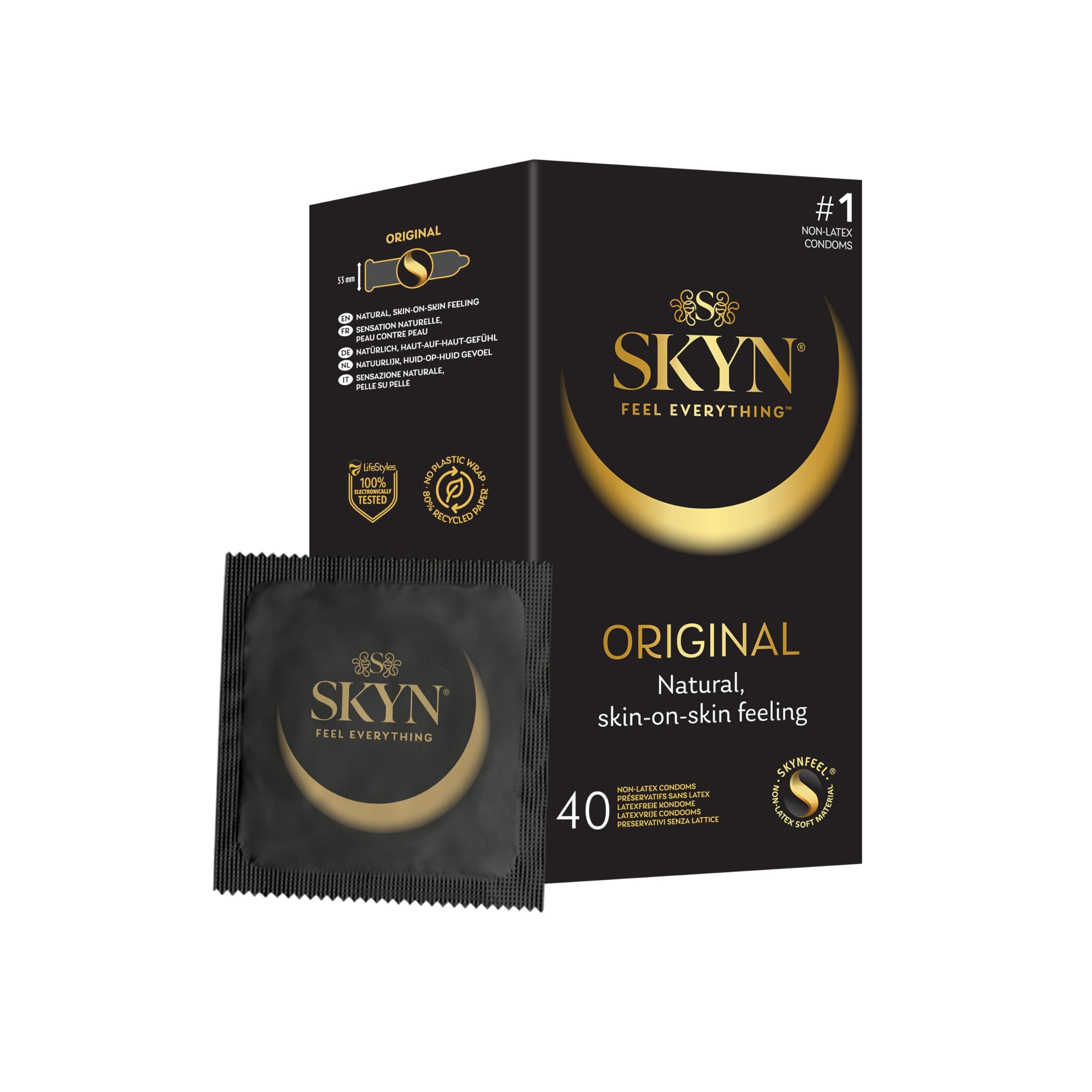 SKYN Original - Preservativi Senza Lattice in Poliisoprene - Ultra Comfort e Sensibilità Naturale, 40 Pezzi