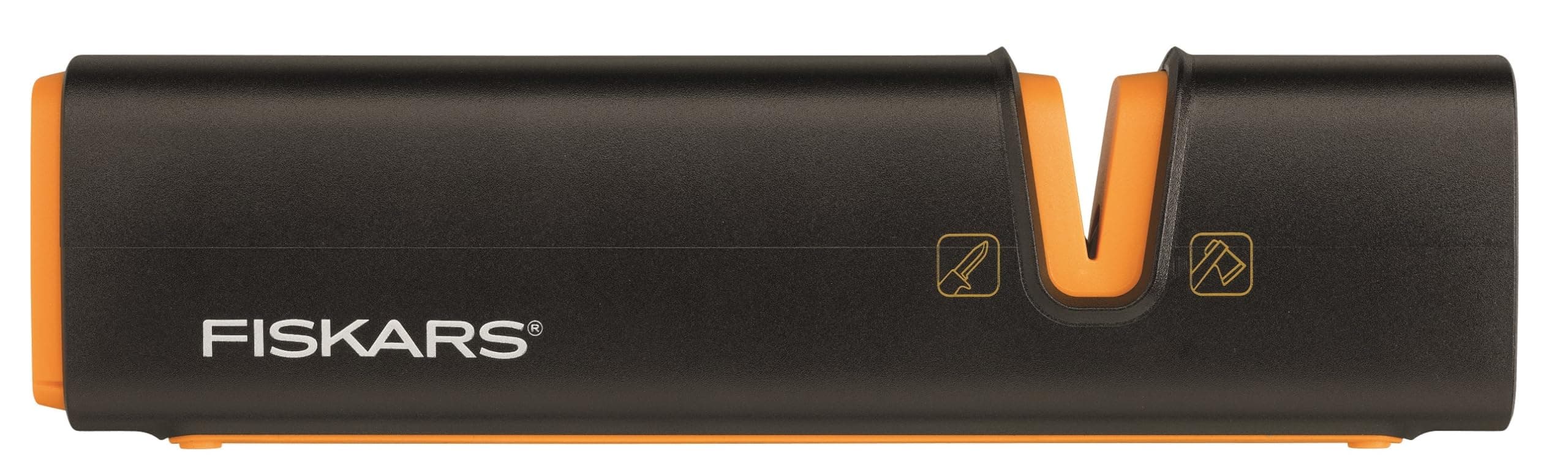 Fiskars Axt- und Messerschärfer, Keramik- Schleifkopf/Gehäuse aus glasfaserverstärktem Kunststoff, Schwarz/Orange, Xsharp, 1000601