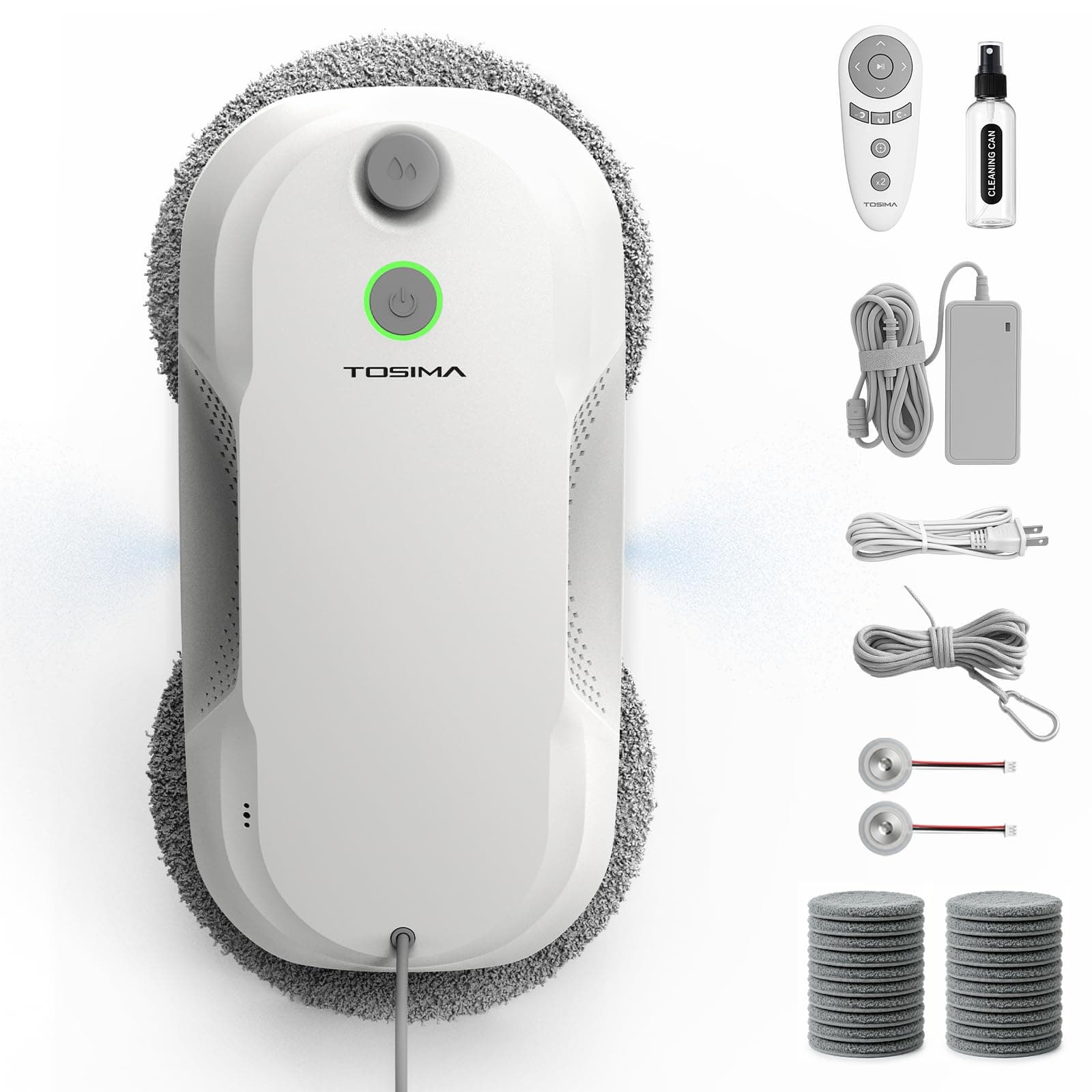 Tosima Crochet pour Tous Les Robots Nettoyeur, Accessoires, Crochet pour Robot aspirateu, Compris sans Fil, W5 6400 Pa Robot de Nettoyage pour fenêtre avec Spray Robot Laveur de Vitre W2/W3/W5 (Blanc)