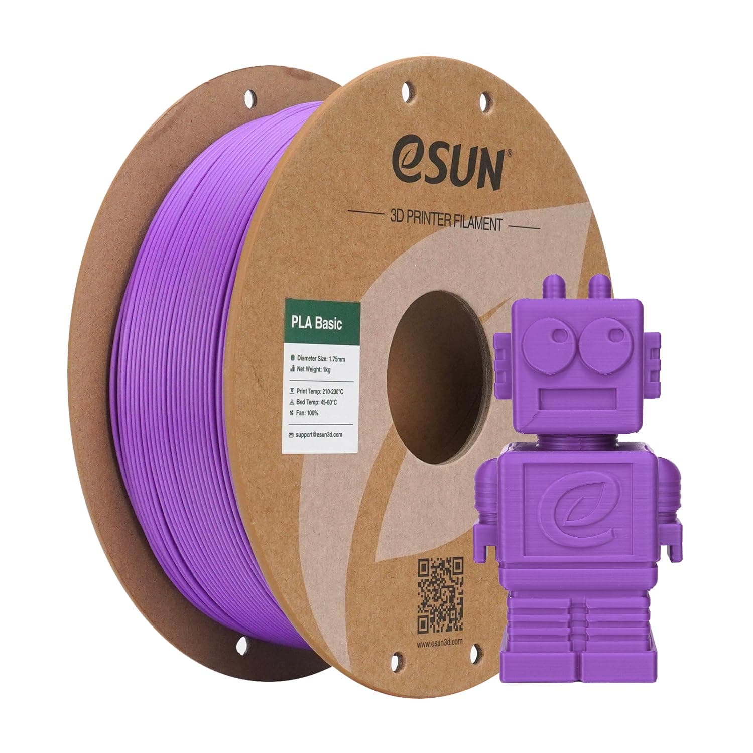 eSUN Filamento PLA 1,75 mm, filamento di Basic PLA per stampanti 3D Precisione dimensionale +/- 0,05 mm, bobina da 1 kg (2,2 libbre) Filamento PLA veloce per stampanti 3D, Viola grigiastro
