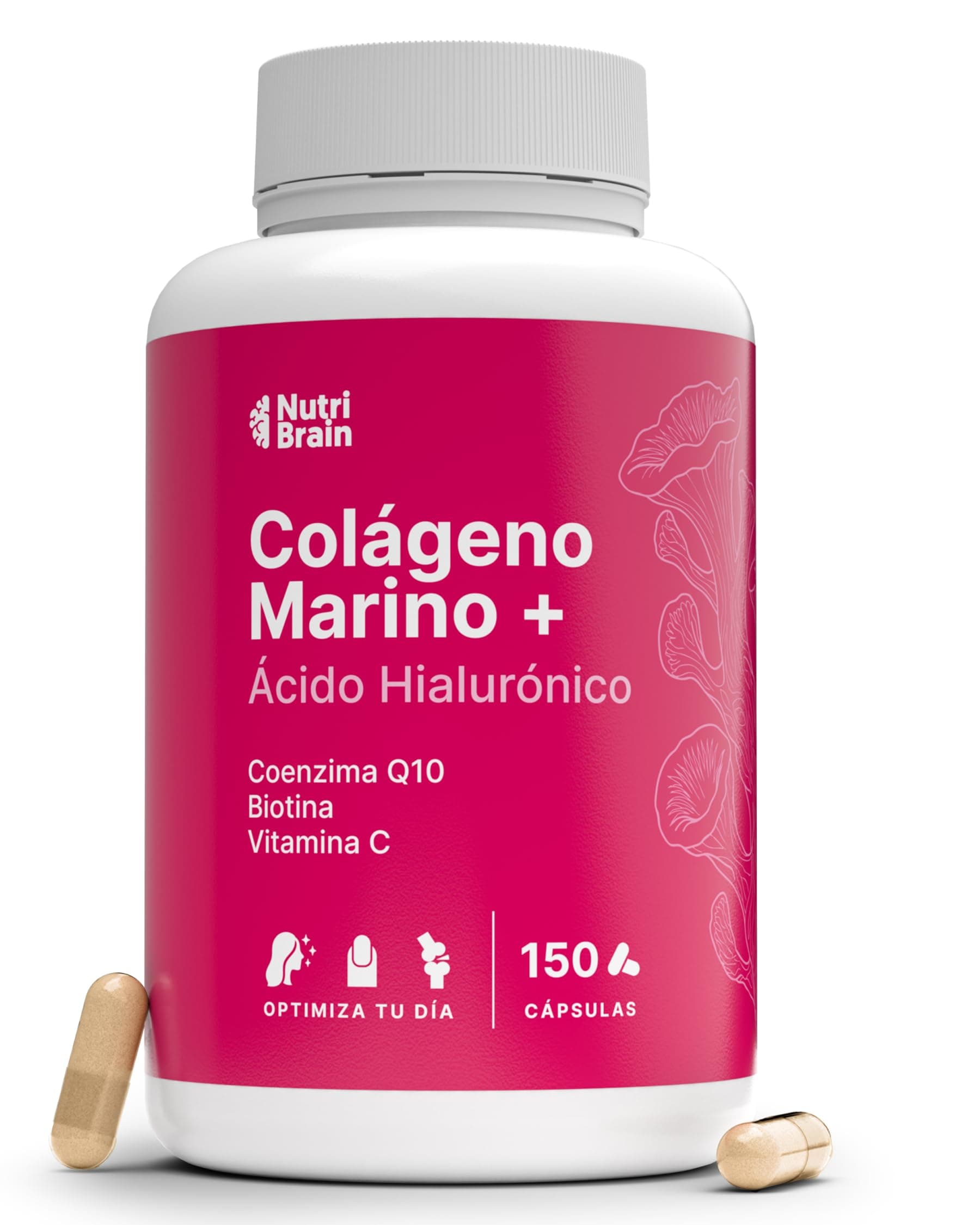 Colágeno Marino Hidrolizado Puro con Ácido Hialurónico, Vitamina C, Coenzima Q10 y Biotina - 150 Cápsulas, 5 Meses - Alta Biodisponibilidad - Péptidos Tipo I - Articulaciones, Piel, Pelo y Uñas