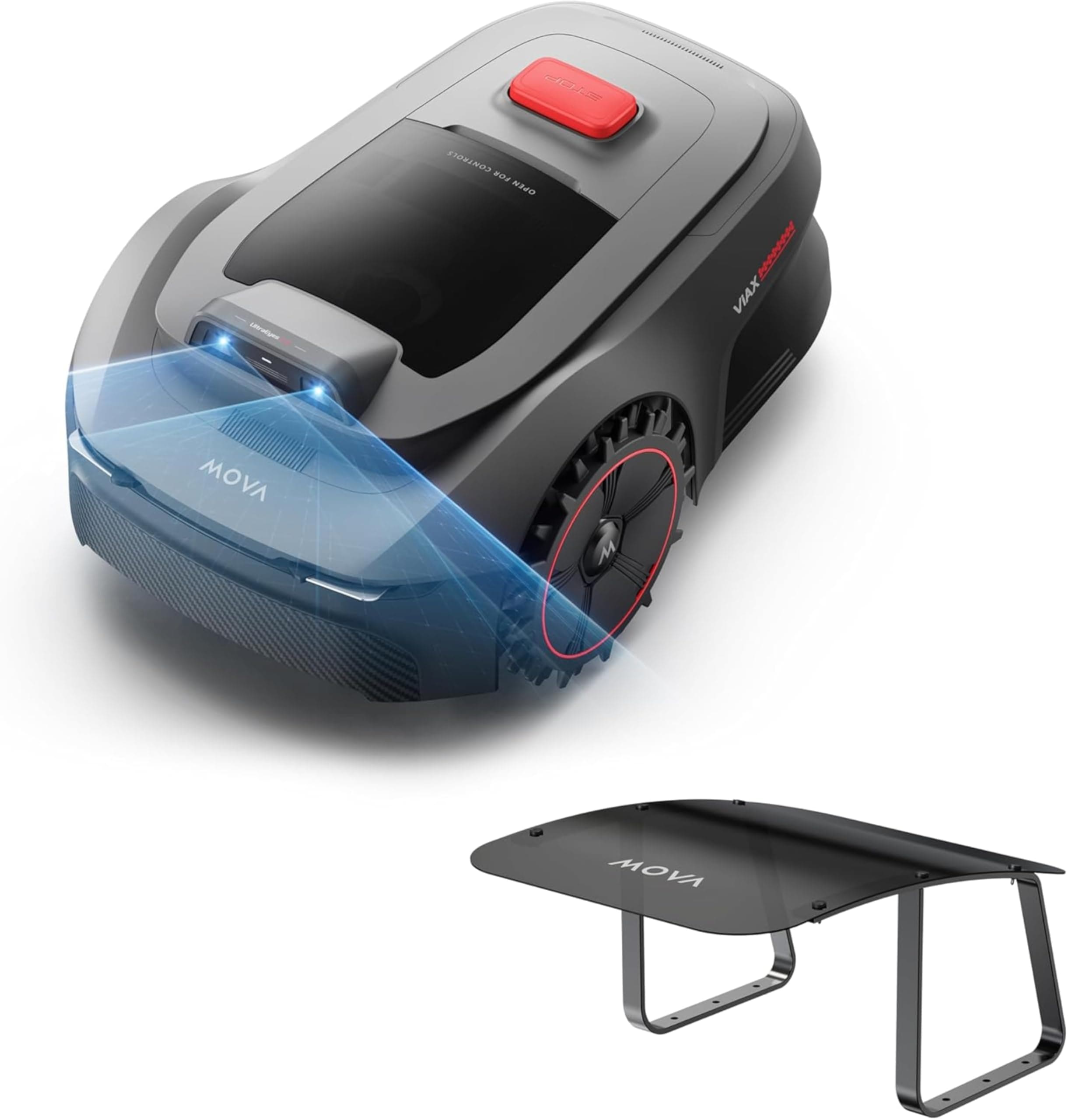 Pack cortacésped robótico MOVA ViAX sin Cable perimetral, Recomendado para 250 m², mapeo automático asistido por IA UltraEyes, detección de obstáculos Dual-Vision, Garaje Incluido.