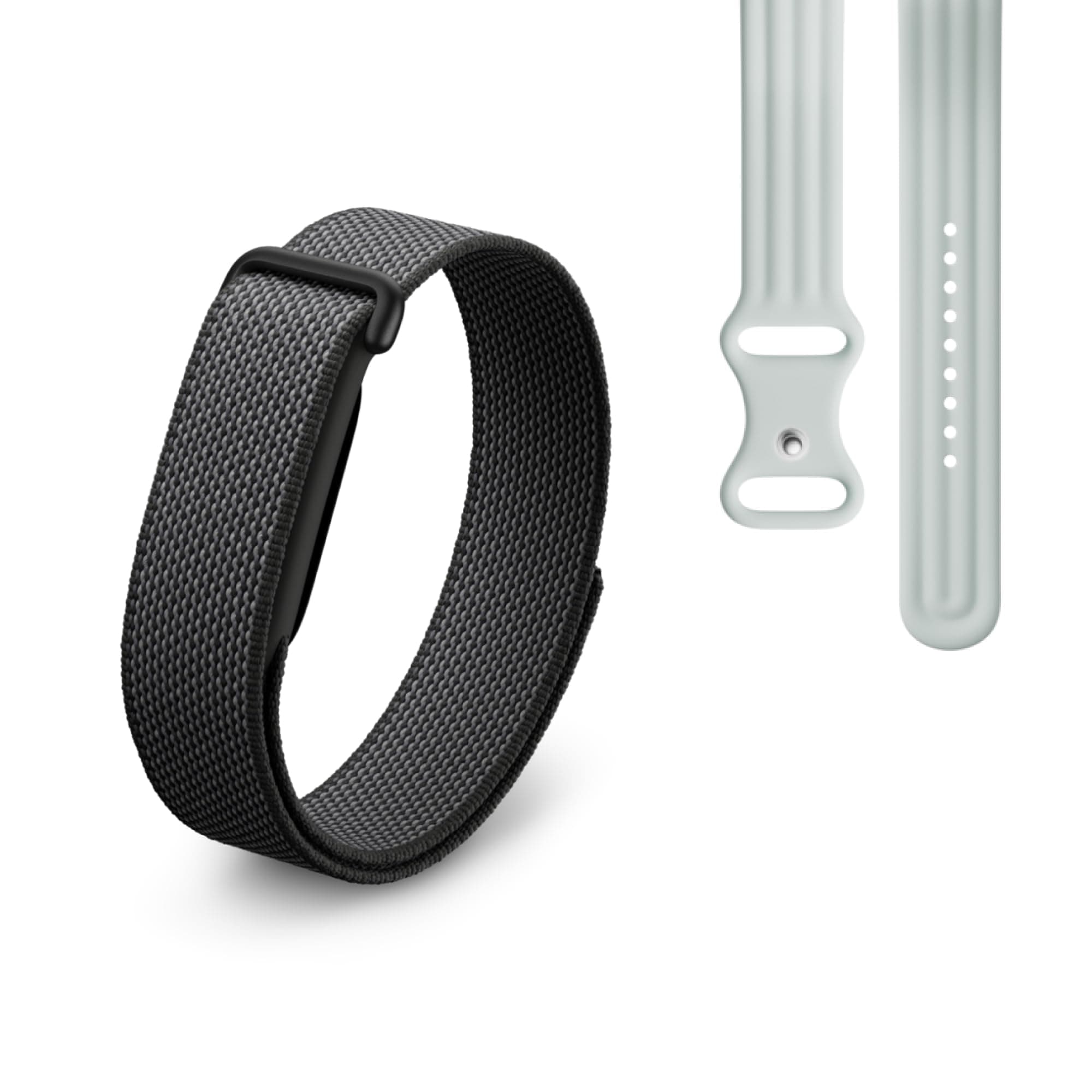 Google Fitbit Air – Aktivitätstracker ohne Display mit Fitness-Tracking, Herzfrequenzmessung – mit iOS und Android kompatibel – Obsidian + Sportarmband für das Fitbit Air – Fog, L