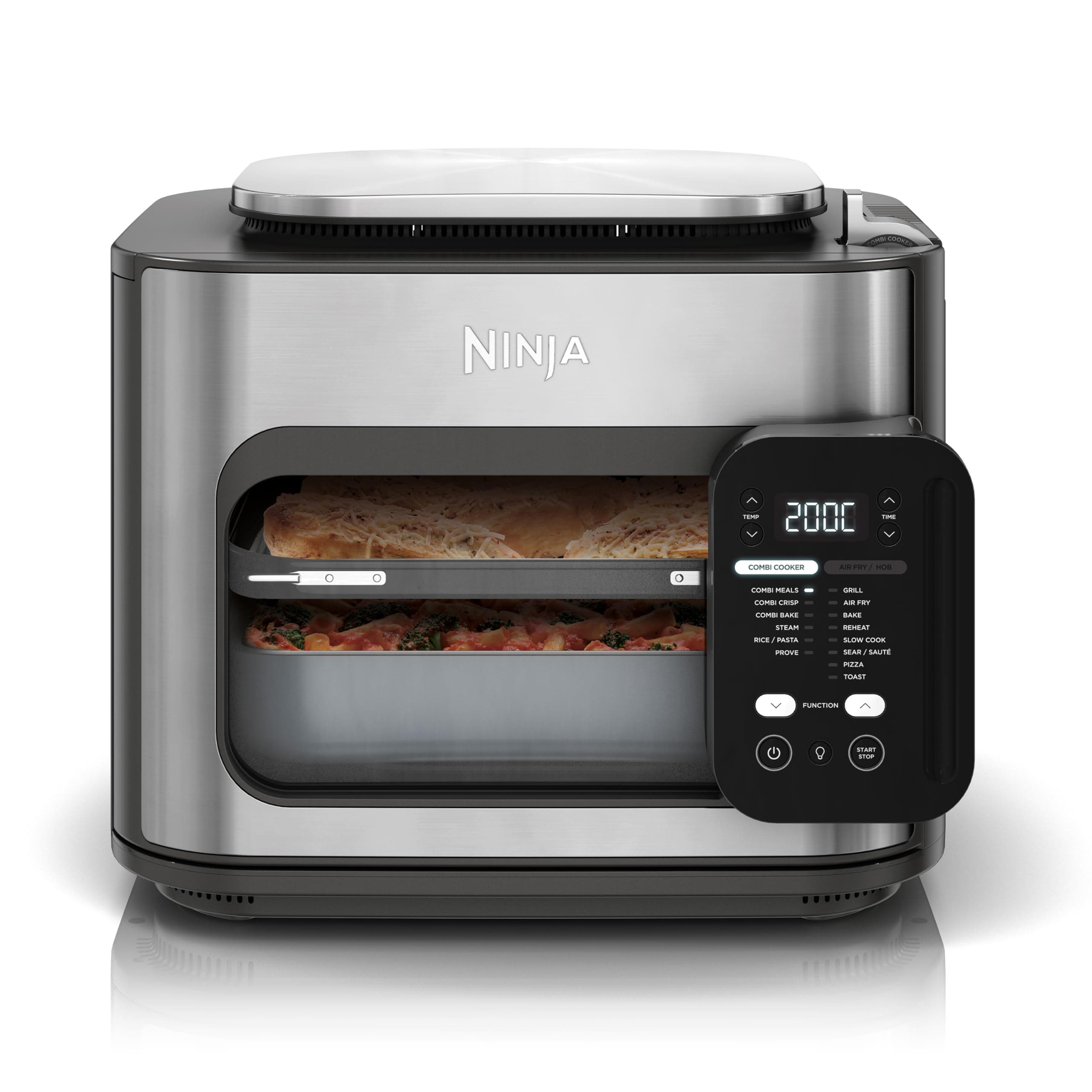 Ninja Combi Olla Eléctrica Multifunción 12 en 1 con Horno y Freidora de Aire - Comidas Familiares en 15 Minutos - Incluye Bandeja para Hornear, Fuente de Horno y Guía de Recetas - Gris, SFP700EU