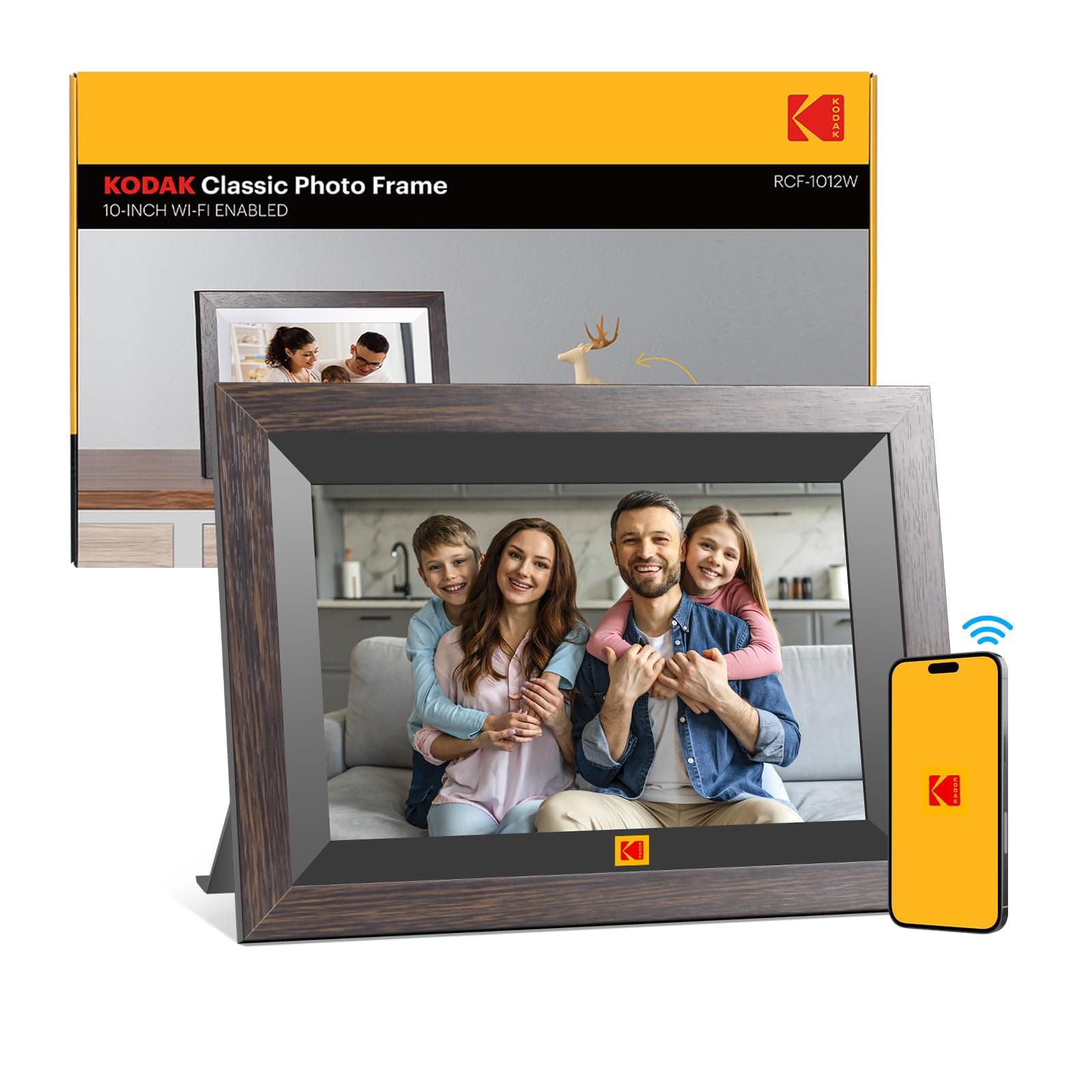 KODAK Marco de Fotos Digital WiFi 10.1 Pulgadas, Memoria Incorporada 32GB, Pantalla Táctil para HD 1280x800 IPS, Soporte Multilingüe, Rotación Automática, Compartir Instantáneamente Fotos y Videos