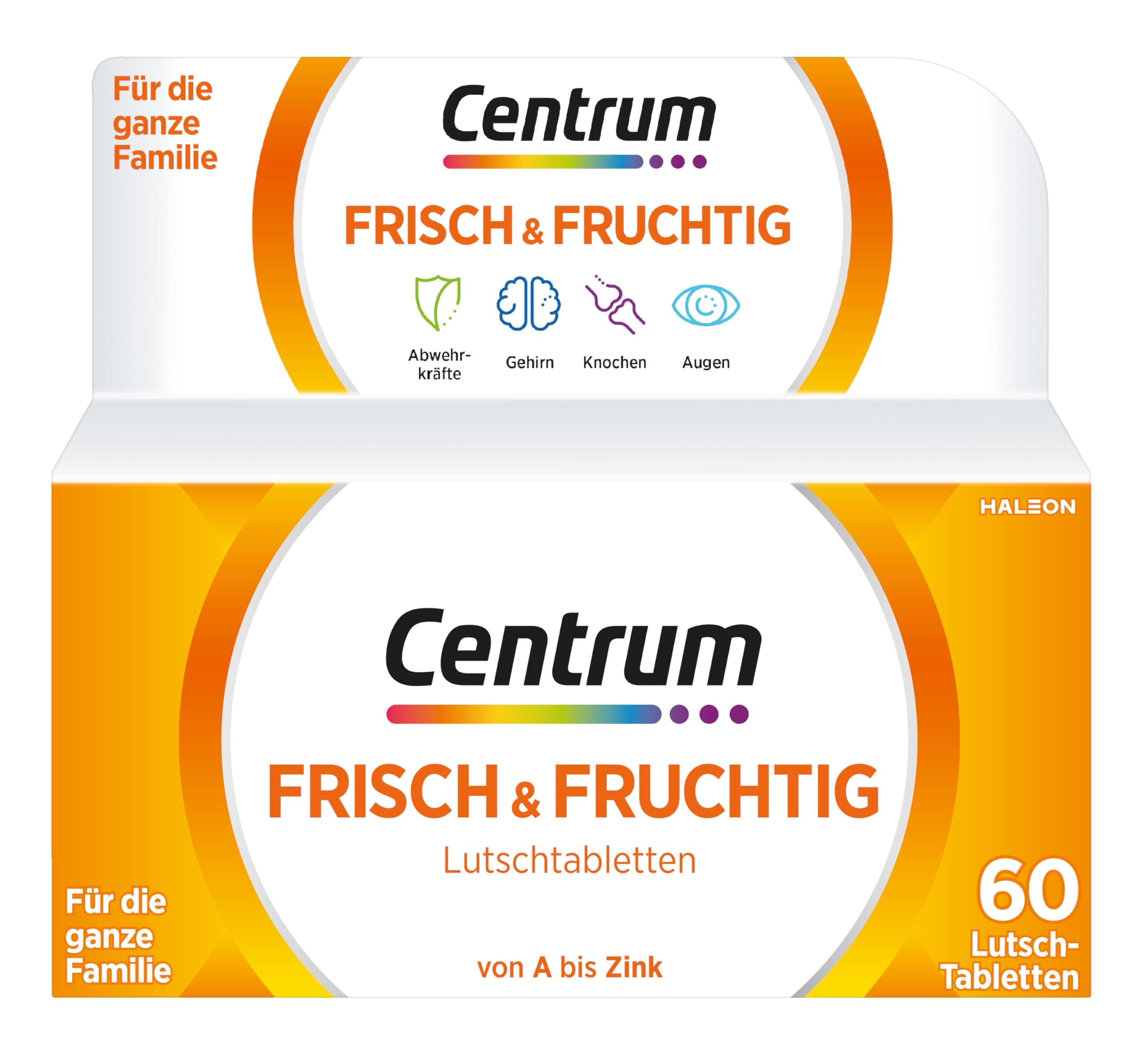 Vitamine - Centrum Frisch & Fruchtig Multivitamin - Leckeres, hochwertiges Nahrungsergänzungsmittel mit Mikronährstoffen – Für die ganze Familie – Vitamine, Mineralstoffe, Spurenelemente – 60 St.