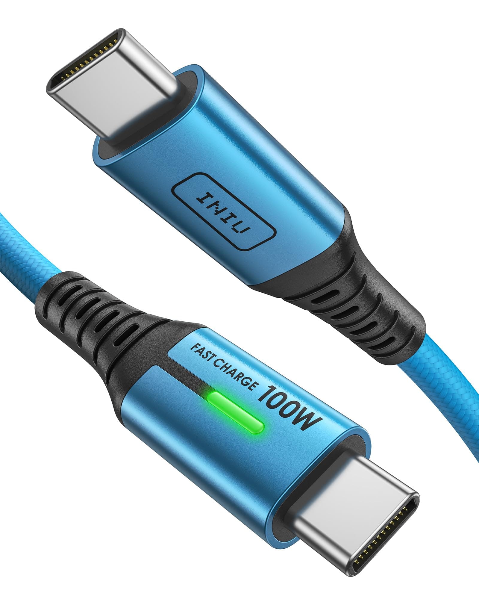 INIU USB C auf USB C Kabel, 100W [2m Blau] USB C Ladekabel, Typ C Schnellladekabel Nylon Handy Datenkabel für iPhone 17 16 Pro Max Samsung S25 S24, Pixel 10 Pro XL, iPad Air Huawei Xiaomi usw.