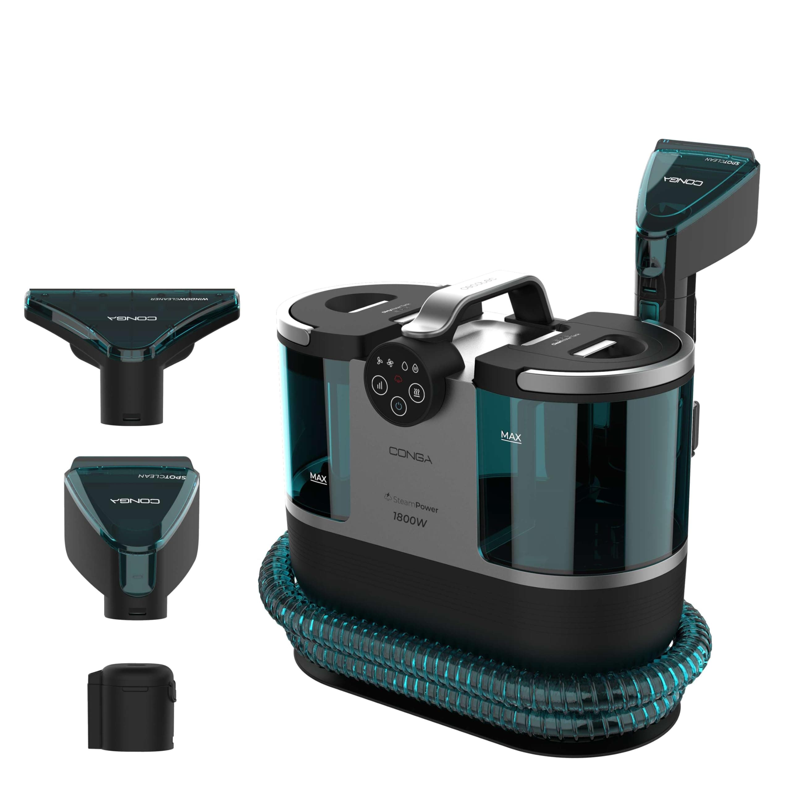 Cecotec Limpiador Aspirador de Tapicerias y Alfombras con Cable Conga 7000 Carpet&Spot Clean Steam Max. 1700W, Vapor, Depósito Agua Limpia 1600ml y Agua Sucia 950ml, Radio de Acción 9m