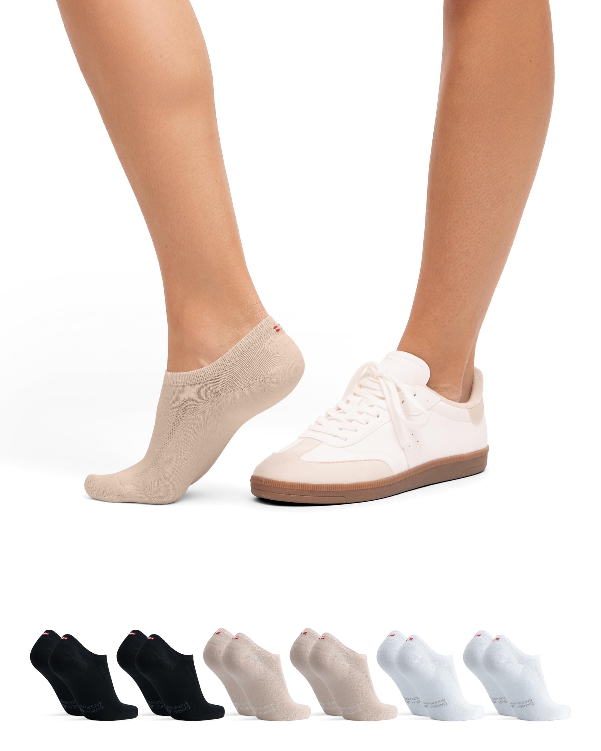 DANISH ENDURANCE Pinkies en Algodón, Transpirables, Calcetines Invisibles para Verano Mujer y Hombre, 6 Pack