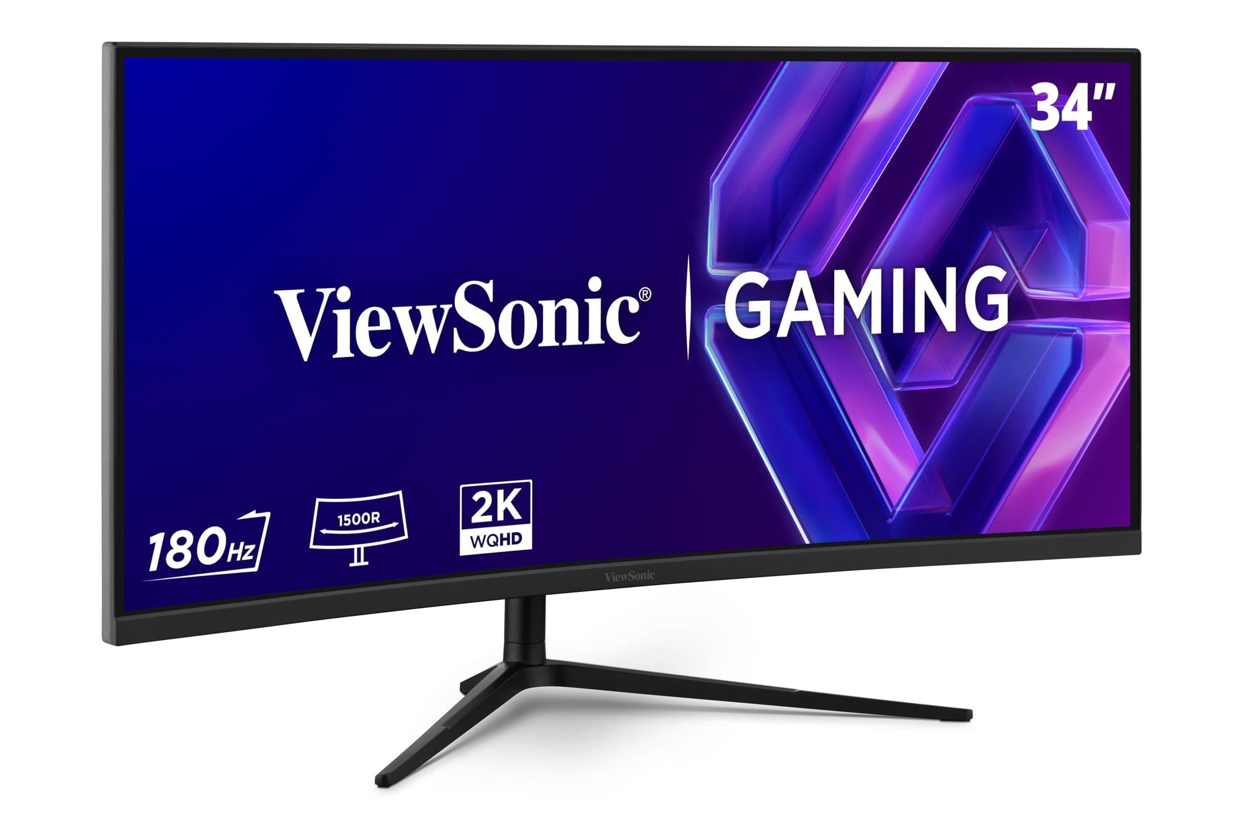 ViewSonic VX3418C-2K Écran PC Gamer Incurvé 34 Pouces, UWQHD 3440 x 1440, 180Hz, 1ms MPRT, VA, 1500R, Haut-parleurs Intégrés, Ergonomique, FreeSync Premium Compatible, HDR10, 2 x HDMI, 2 x DisplayPort