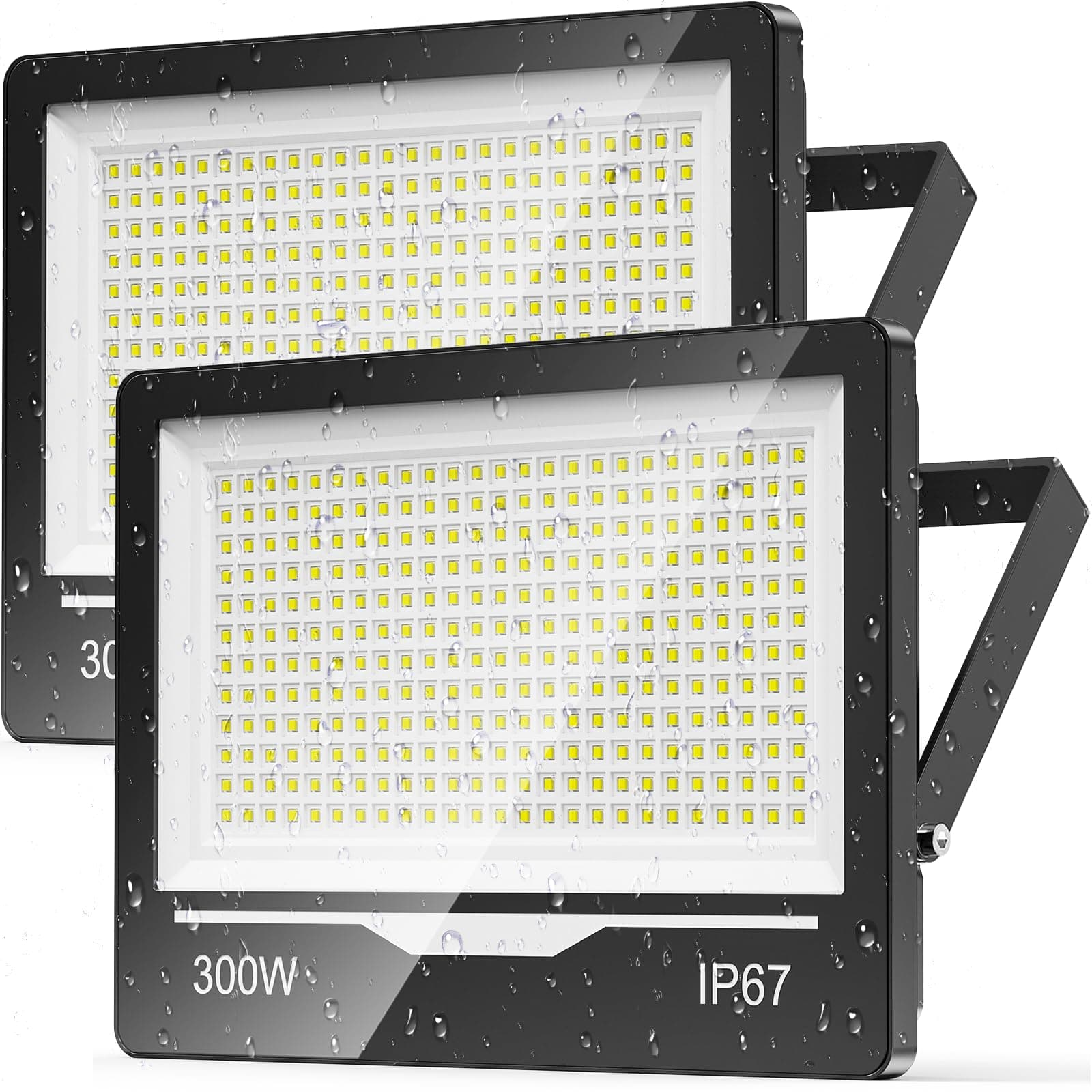 TOPAUBUB Spot Projecteur LED Extérieur 300W 2 Pièce - 30000LM 6500K Blanc Froid Lampe Phare LED Exterieur IP67 Etanche Eclairage Extérieur pour Terrasse,Jardin