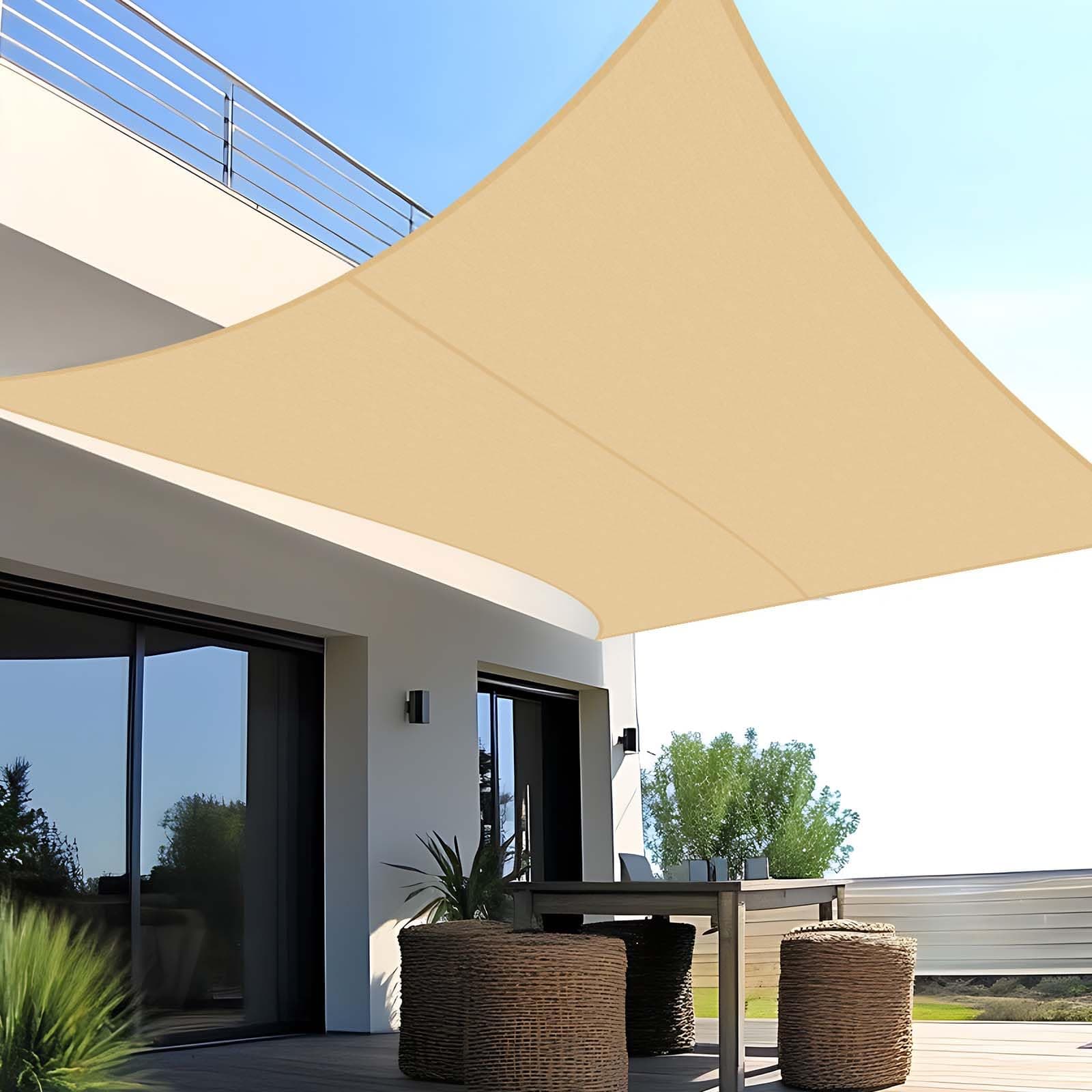 SUNNY GUARD Toldo Vela de Sombra Impermeable 5x6m Rectangular a Prueba de Viento protección UV para Patio,Jardín, Exteriores, Terraza, Color Arena