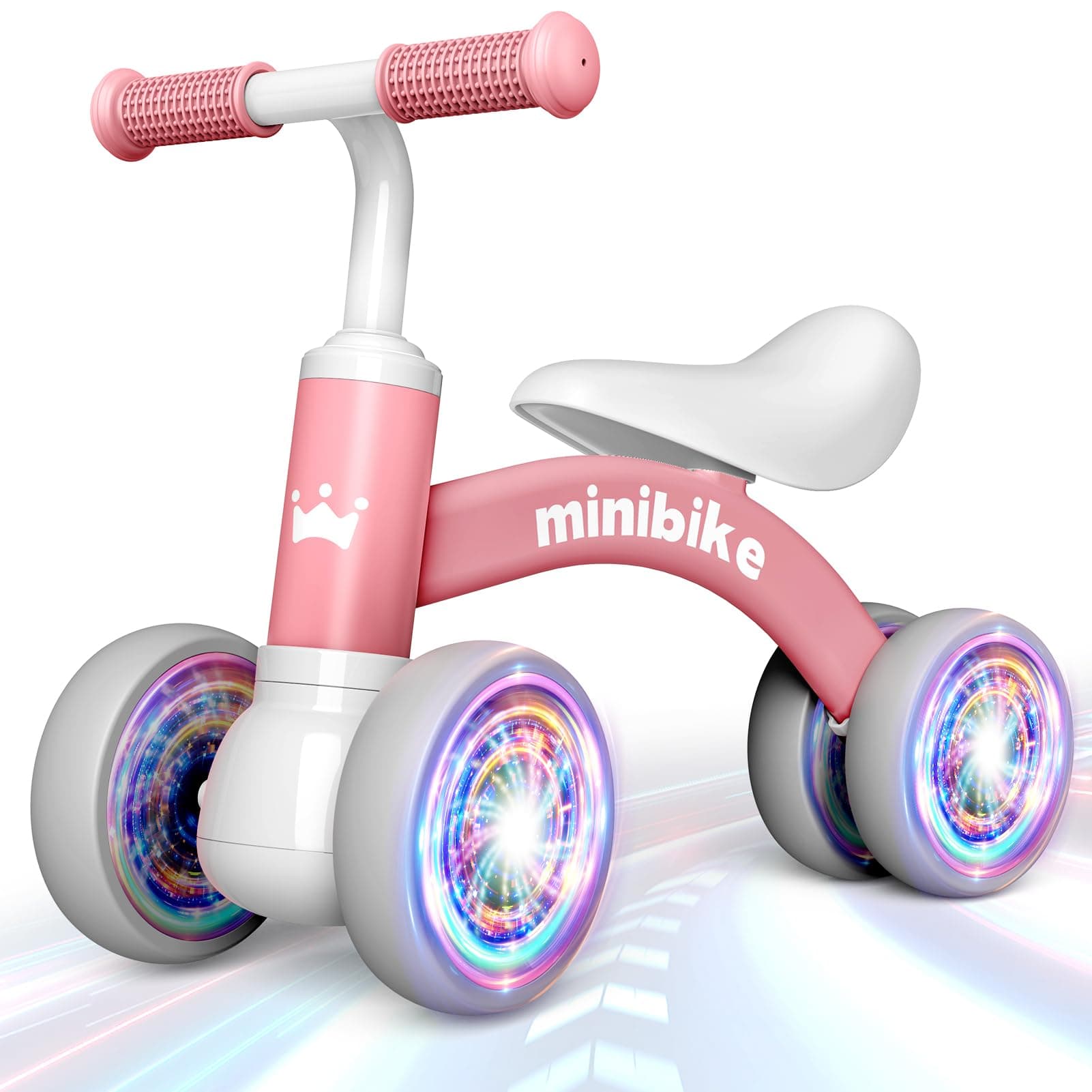 Bicicleta Bebe, Regalo Original Bebé 1 Año Correpasillos Infantil 4 Ruedas Luminosas, Primera Bici Equilibrio Niñas - Bici sin Pedales Juguete Bebé para Cumpleaños, Navidad