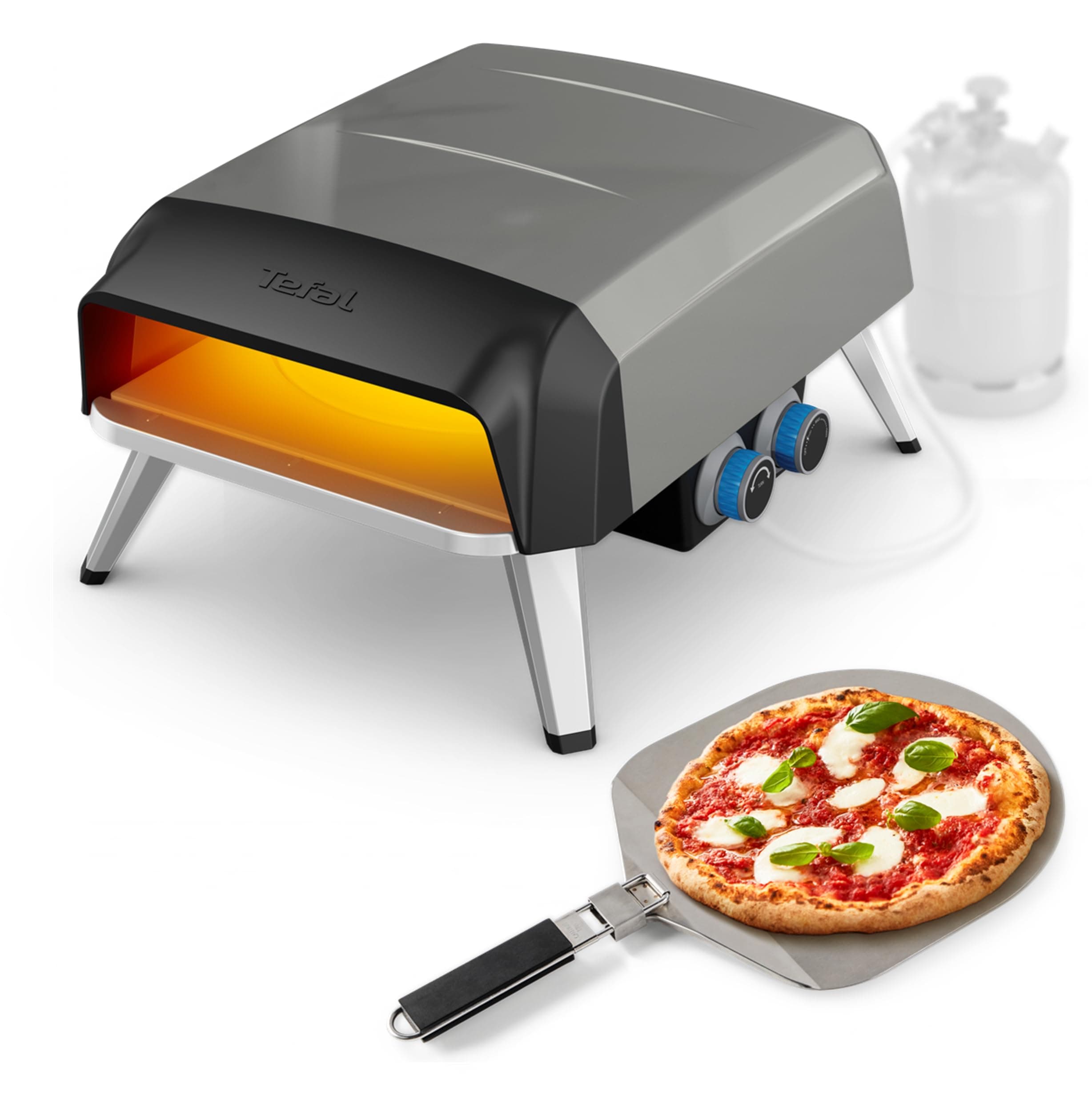 Tefal Pizza Pronto Gaz, Pierre rotative à 360° pour cuisson uniforme, Four à pizza extérieur, Application gratuite, JM412010