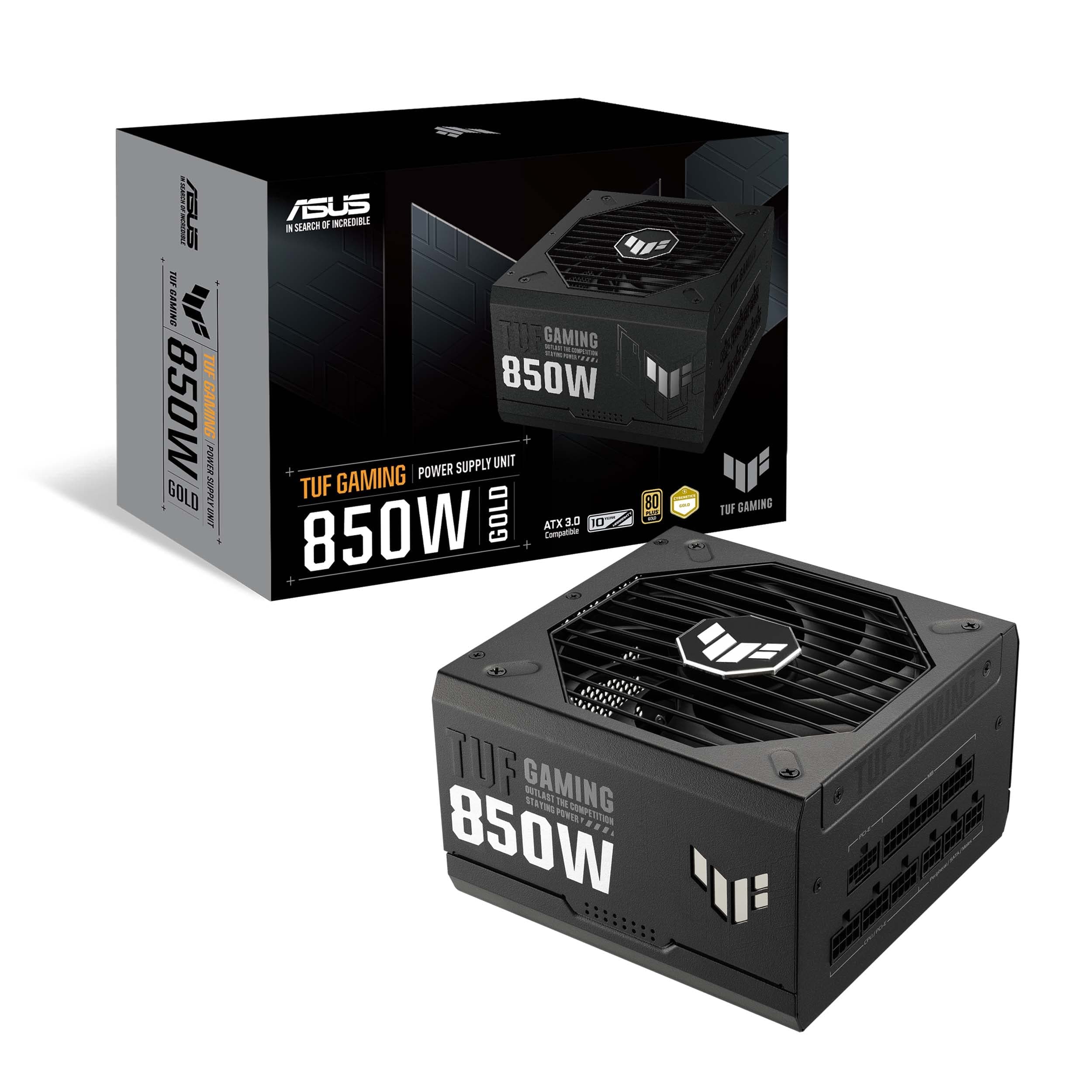 ASUS TUF Gaming 850W Gold, Alimentation entièrement modulaire, 80+ Gold, ATX 3.1, Ventilateurs axiaux à Double roulement à Billes, Revêtement Protecteur du Circuit imprimé