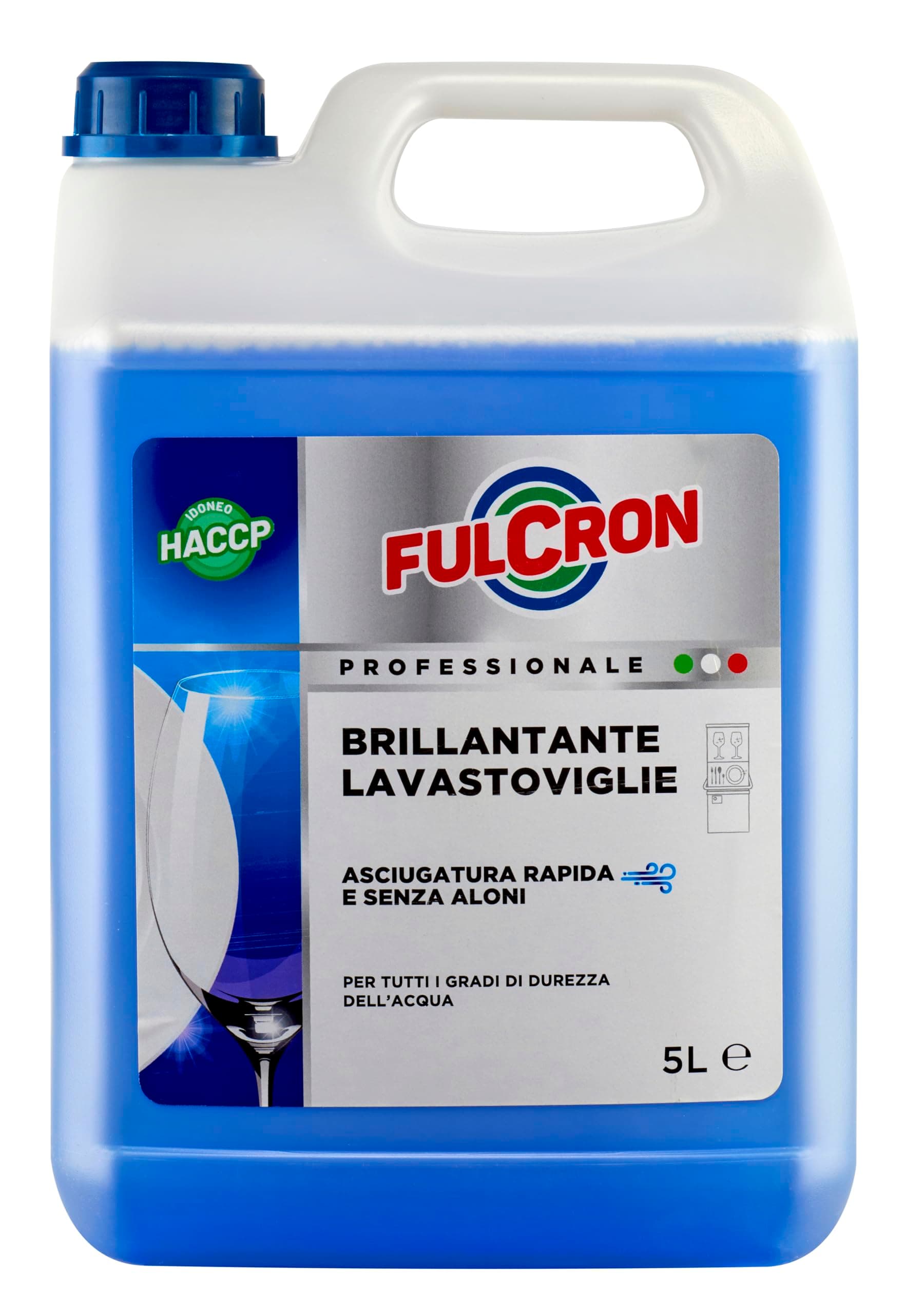 FULCRON Brillantante Lavastoviglie, Additivo Acido Concentrato, Assicura Un'Asciugatura Rapida e Senza Aloni, 5 L, Liquido