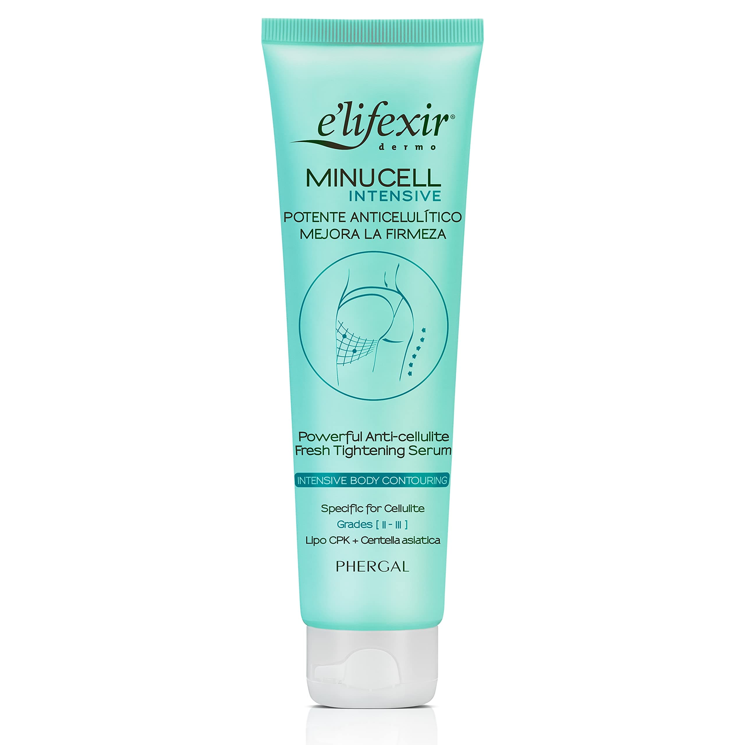 Elifexir Minucell Intensive | Sérum Anticelulítico Ultra Potente | Crema Drenante y Reafirmante | Combate Celulitis Resistente de Grado II y III | Reduce Piel de Naranja | Rápida Absorción | 150 ml