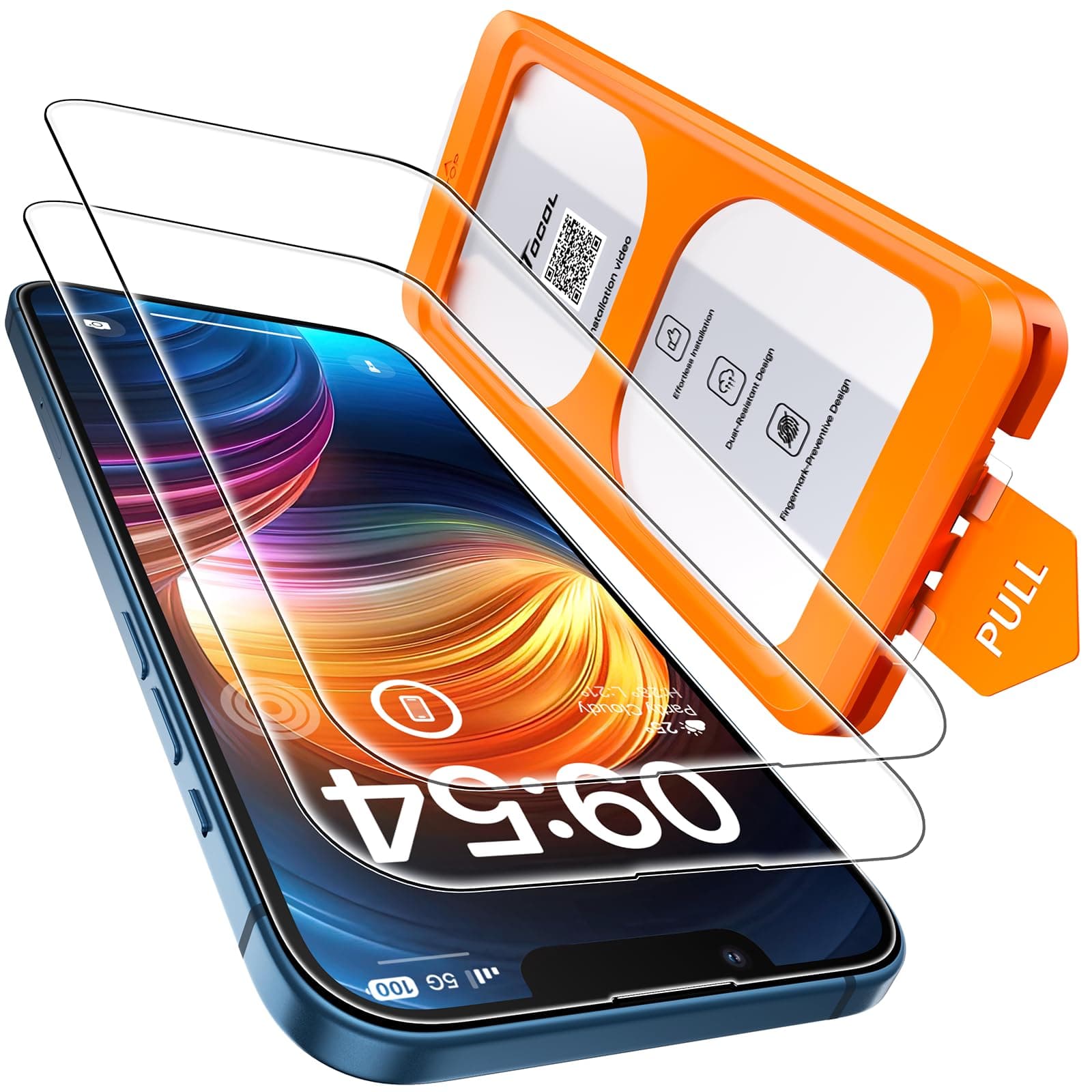 TOCOL Verre Trempé pour iPhone 13, Dépoussiérage Automatique, Sans Bulles, Dureté 9H, Couverture Complète Protection écran, Coques de Téléphone Compatibles, 2 Pièces